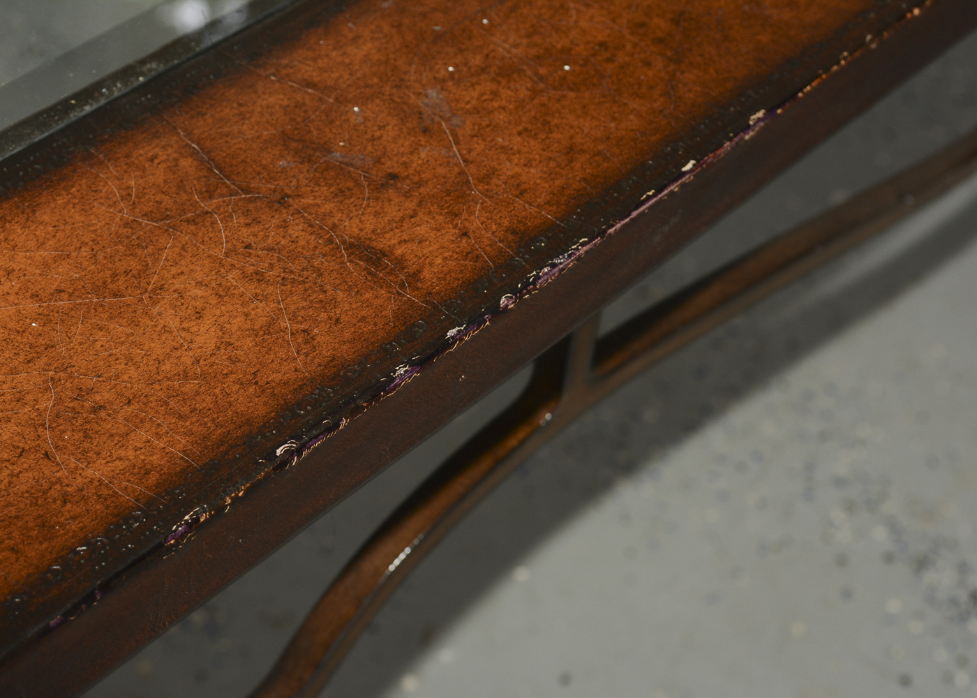 Leather and Glass Top Coffee Table