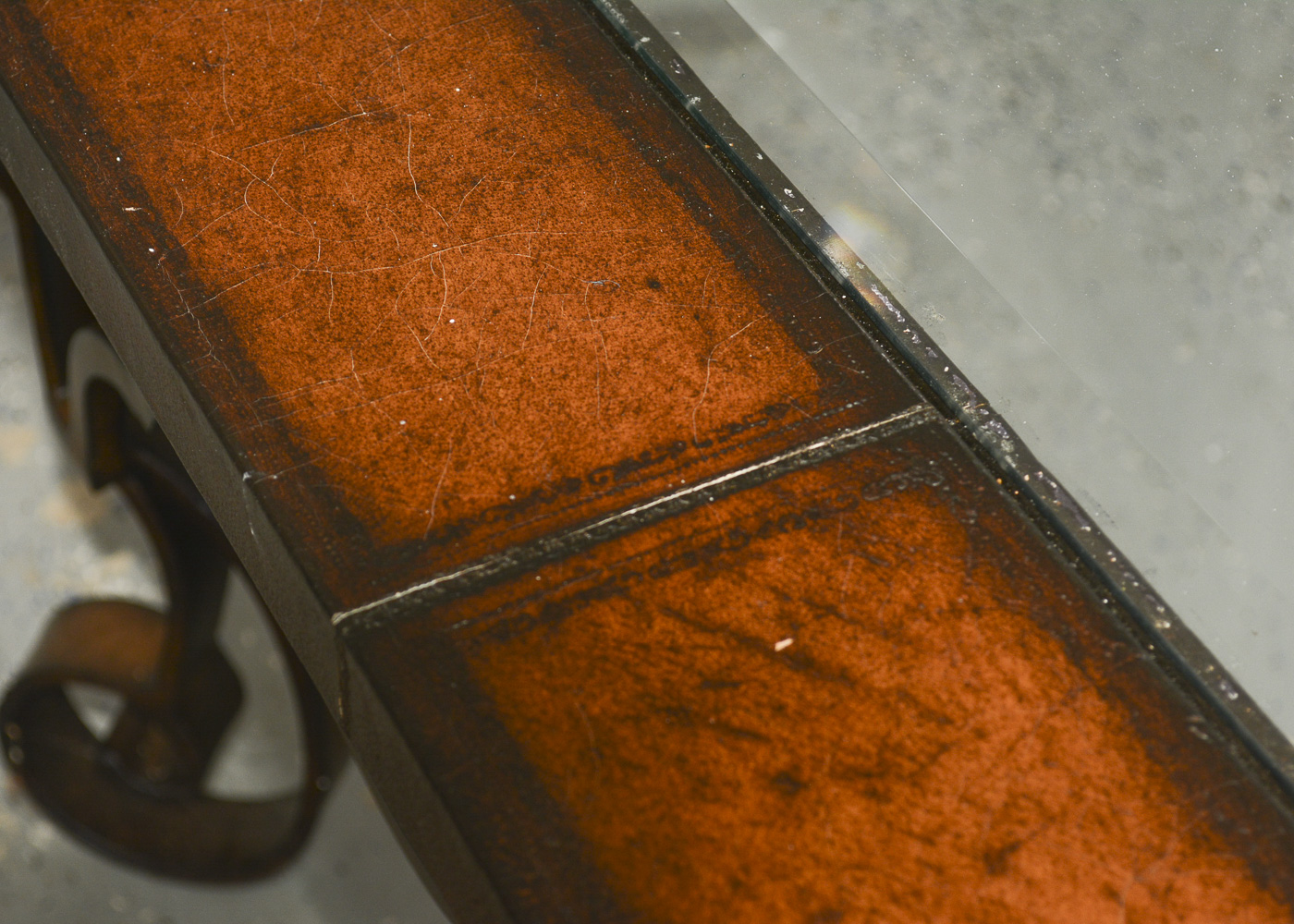 Leather and Glass Top Coffee Table