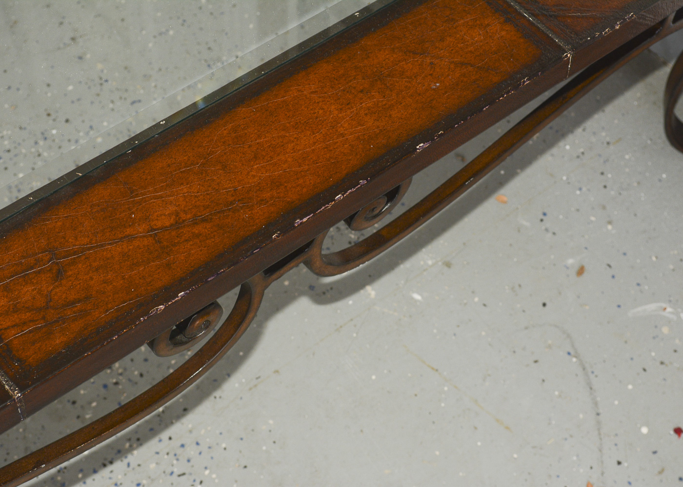 Leather and Glass Top Coffee Table