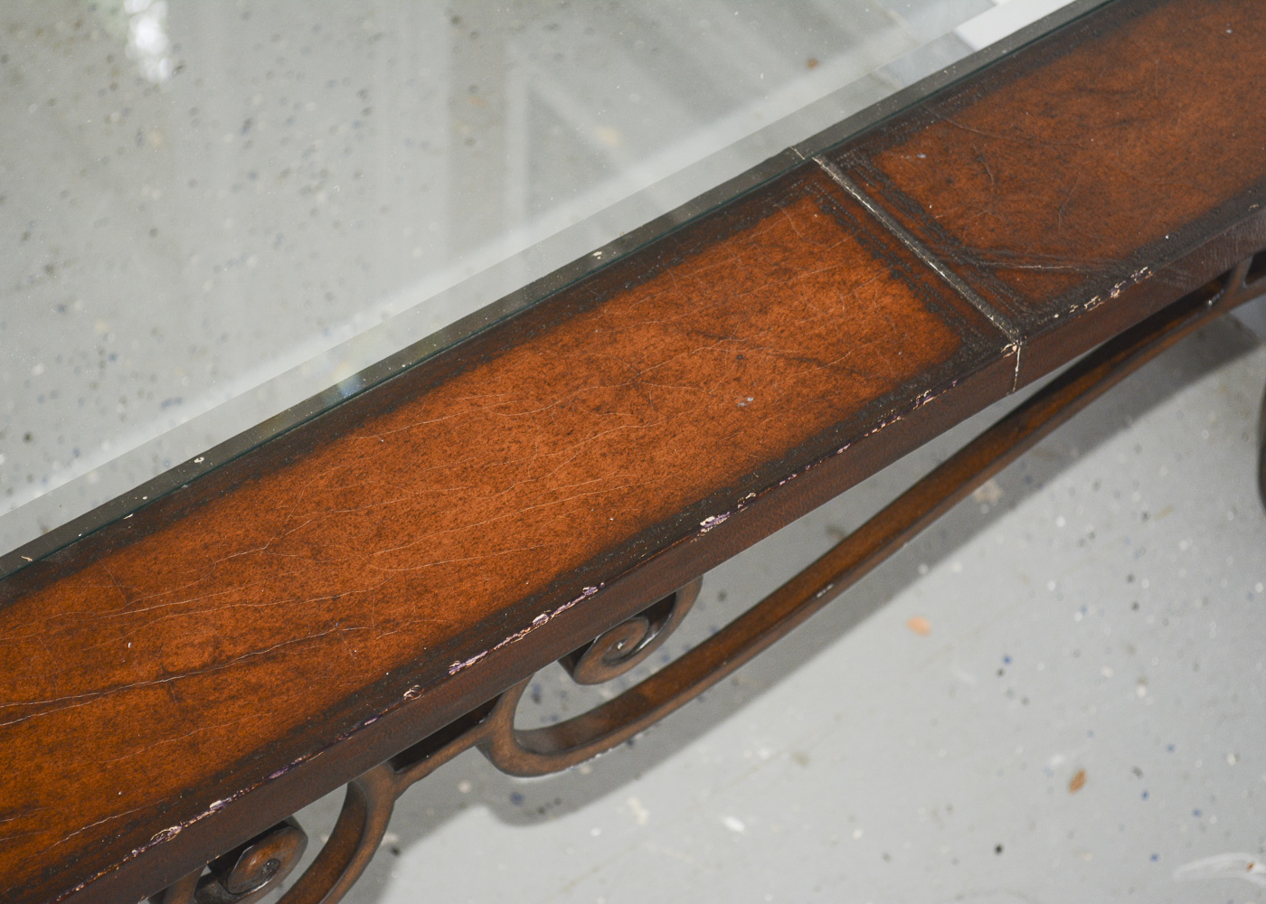 Leather and Glass Top Coffee Table