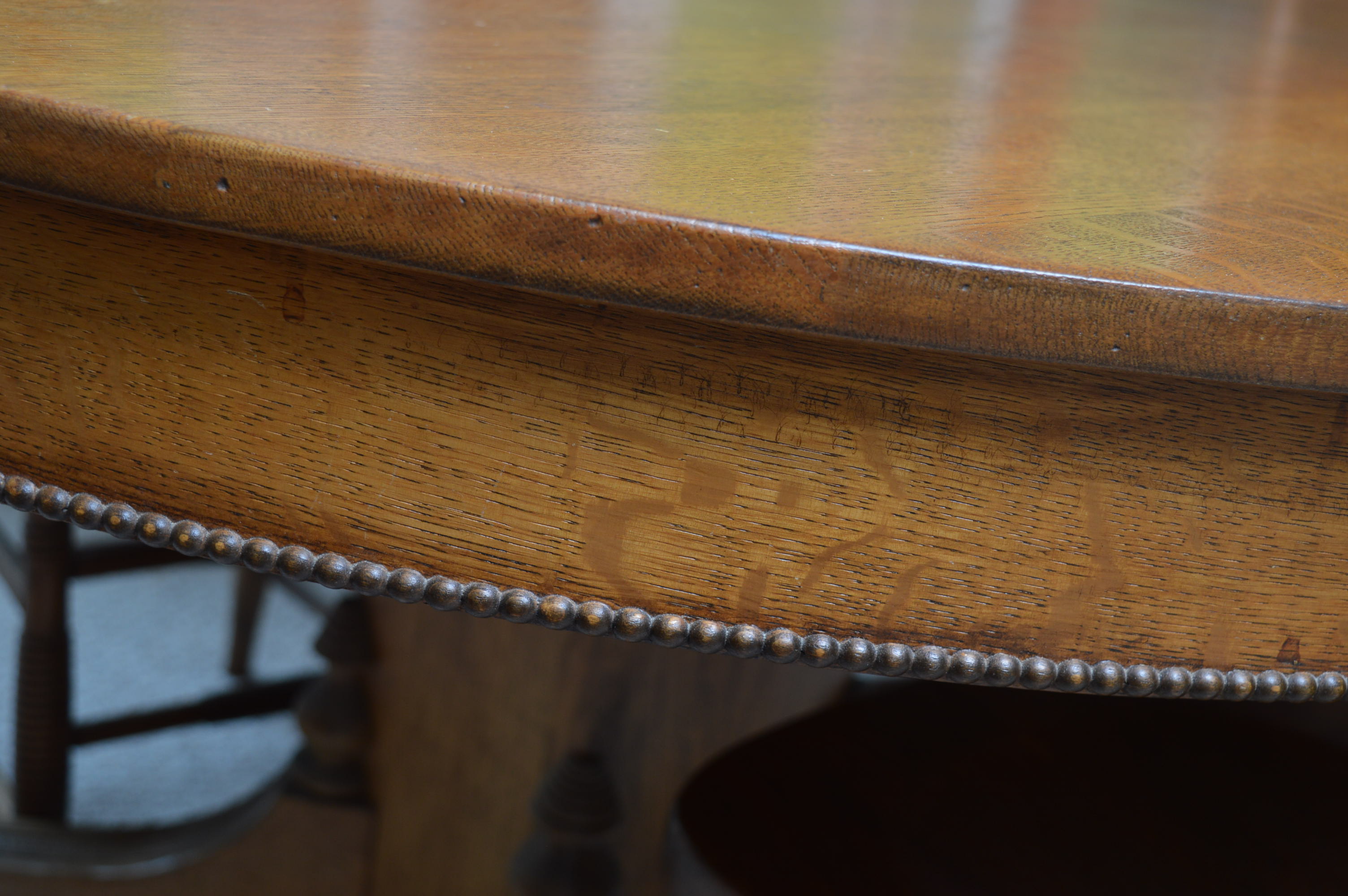 Oak Pedestal Dining Table with Chairs