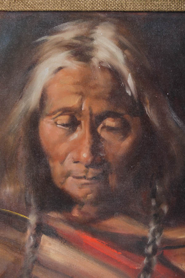 H. Gamble Native American Portrait Oil Painting on Canvas
