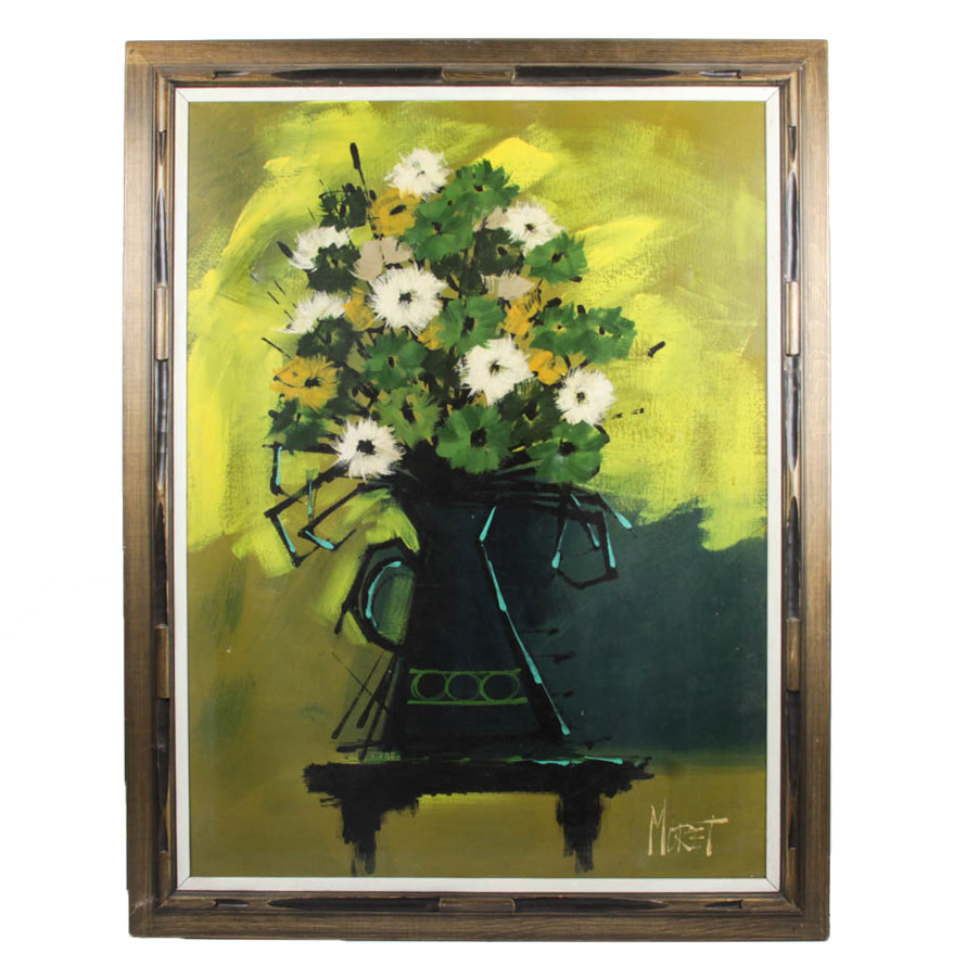 Floral Still Life Painting on Canvas by Moret