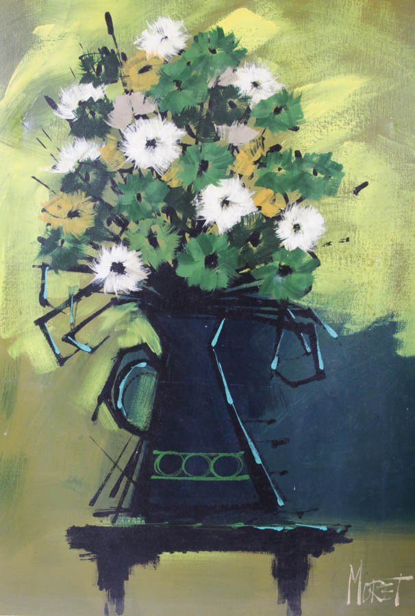 Floral Still Life Painting on Canvas by Moret