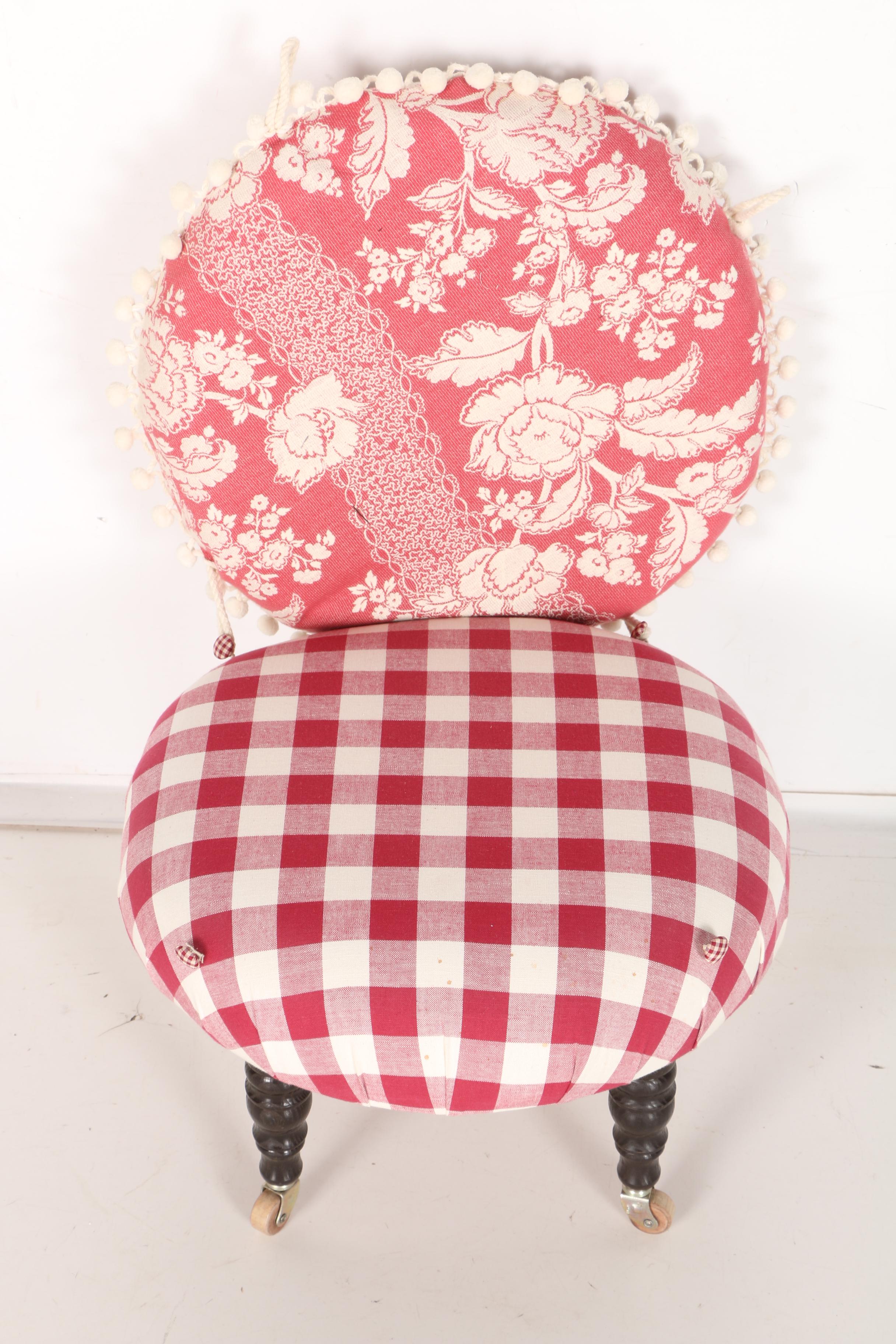 Gingham Footstool by Mary Kaiser Ltd.