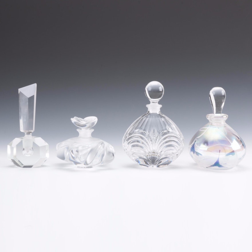 Four Glass and Crystal Perfume Bottles