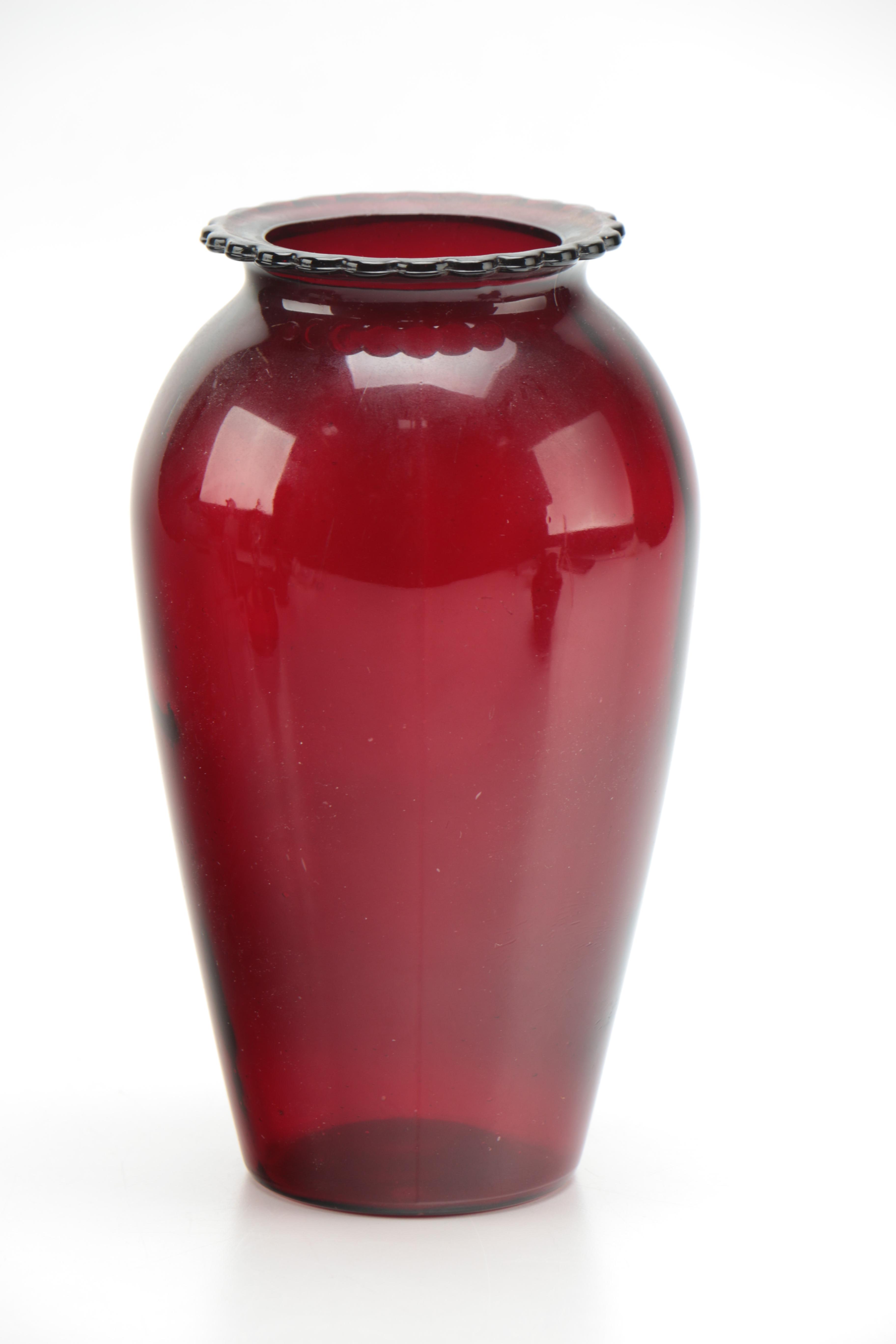 Vintage Cranberry Glass and Amethyst Glass