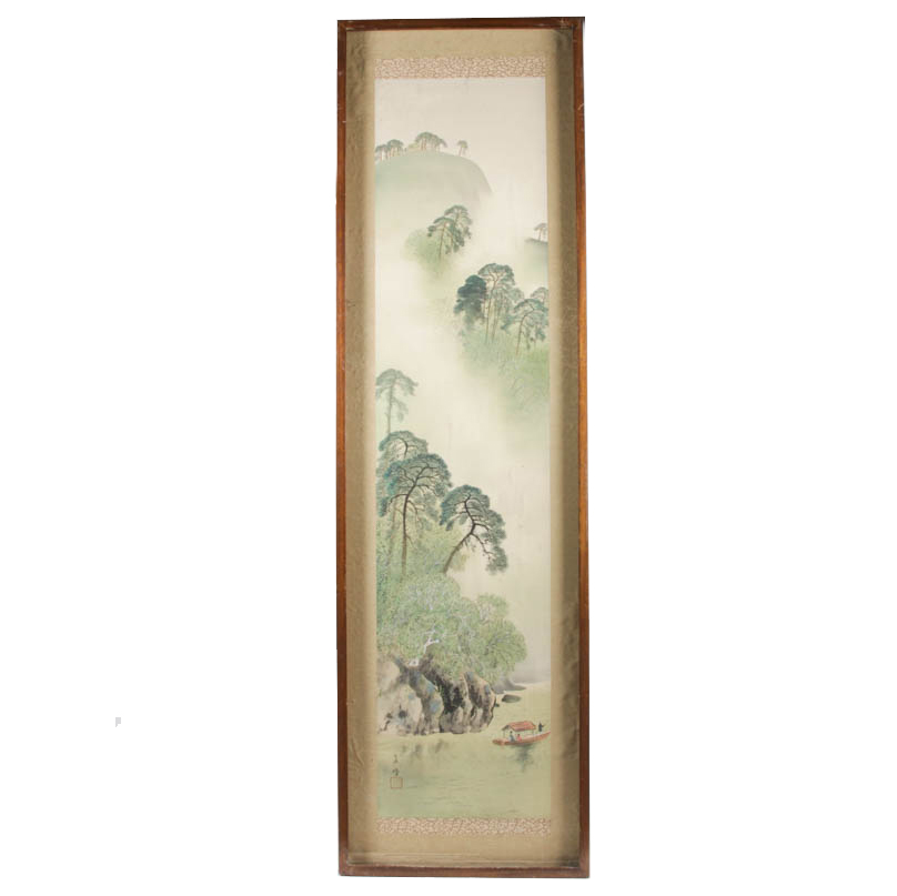 Framed East Asian Painting on Silk
