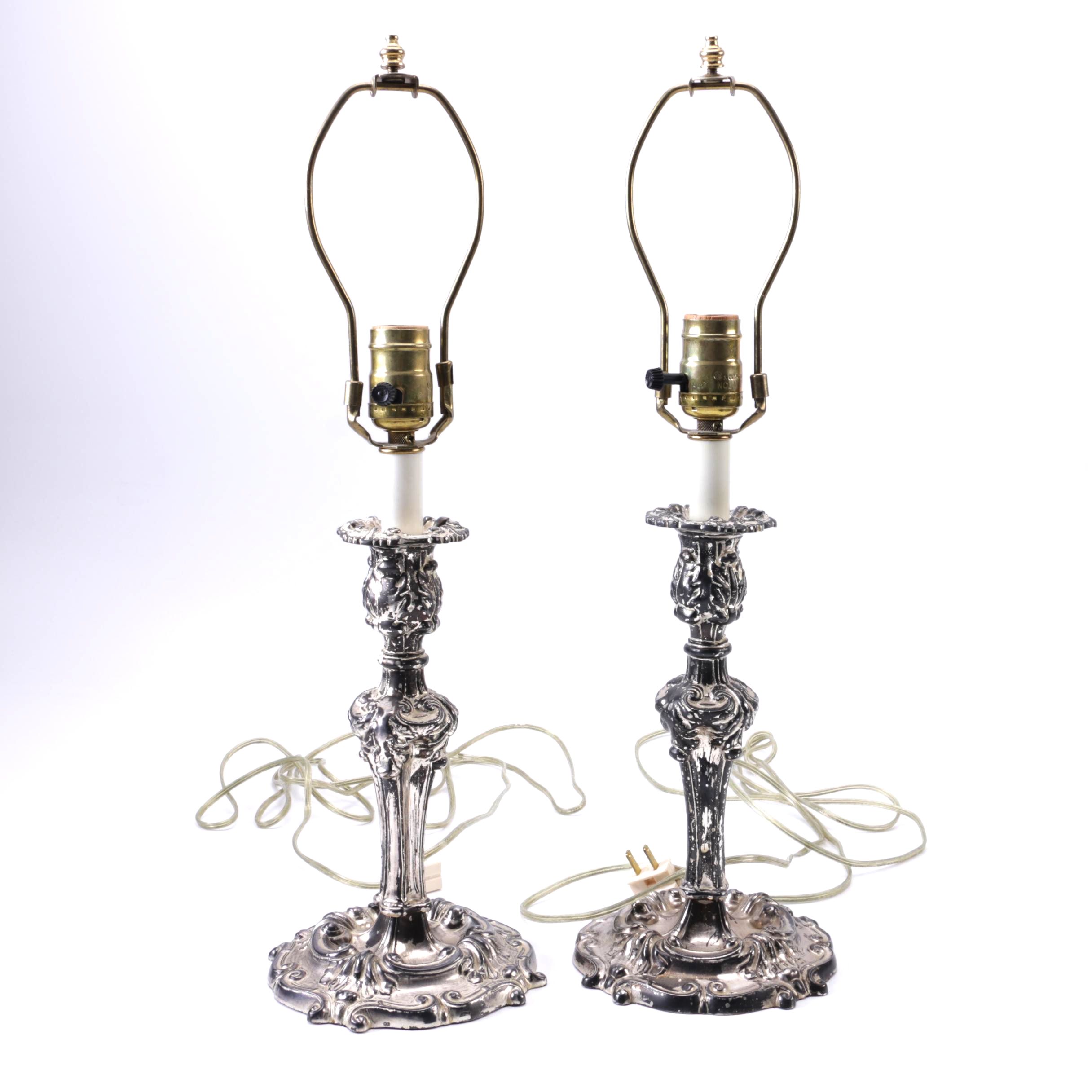 Pair of Ornate Metal Desk Lamps