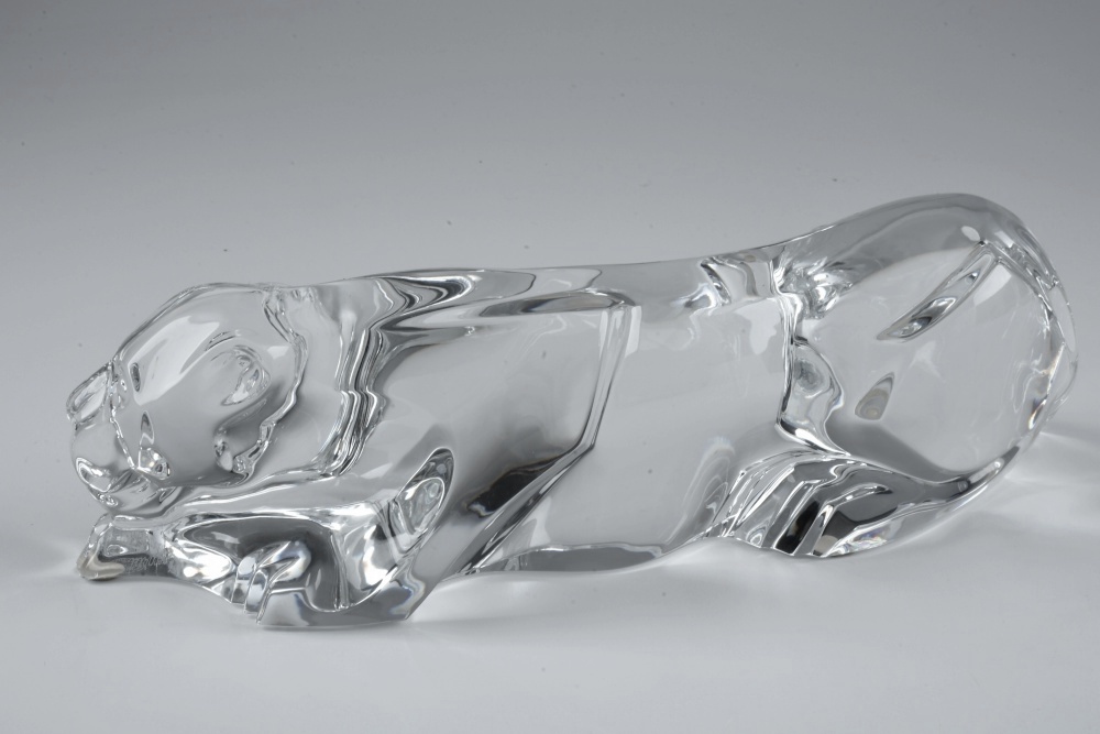 Baccarat Sculpted Art  Glass Panther Figurine