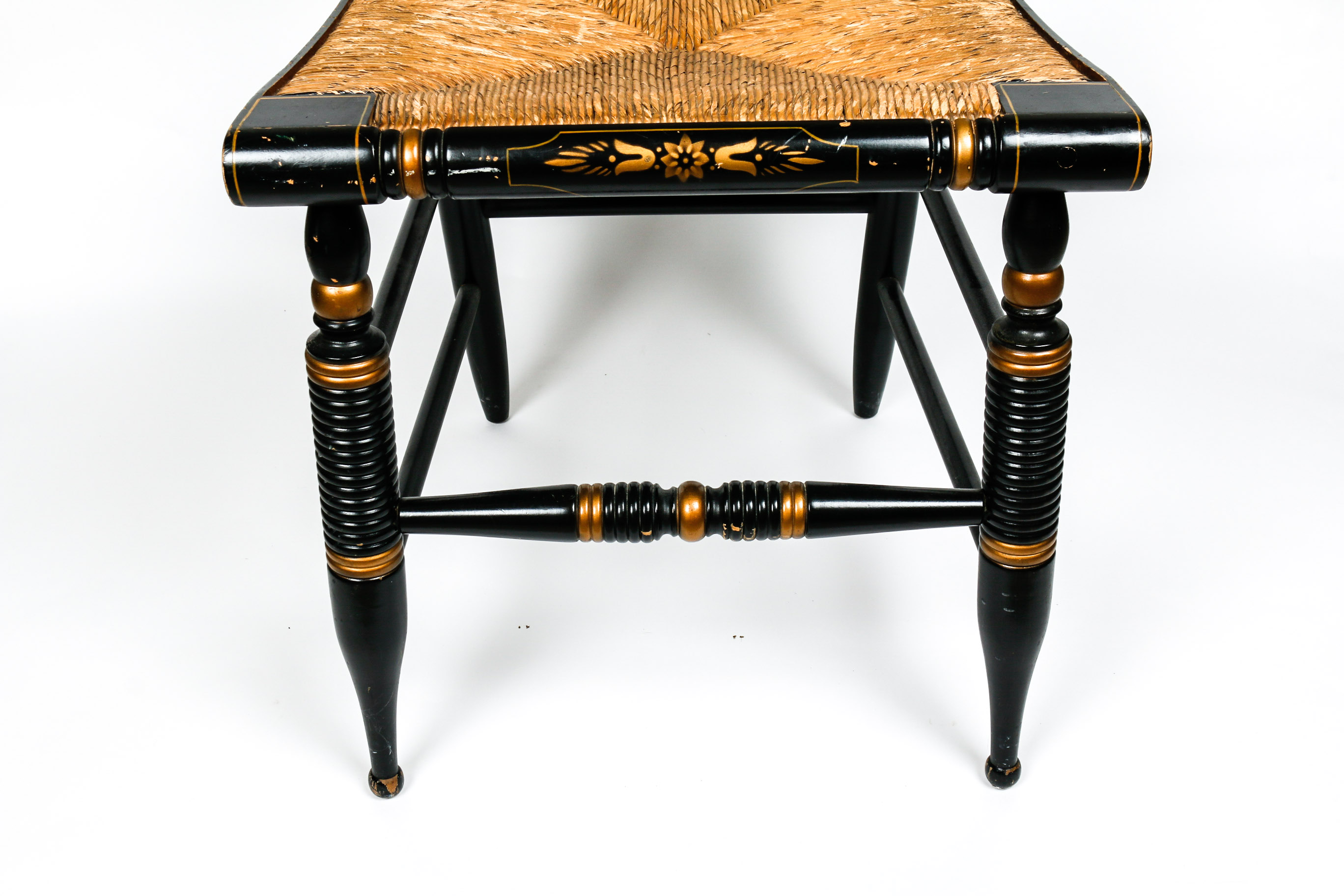 Vintage Rush Seat Ethan Allen Button Back Hitchcock Chair