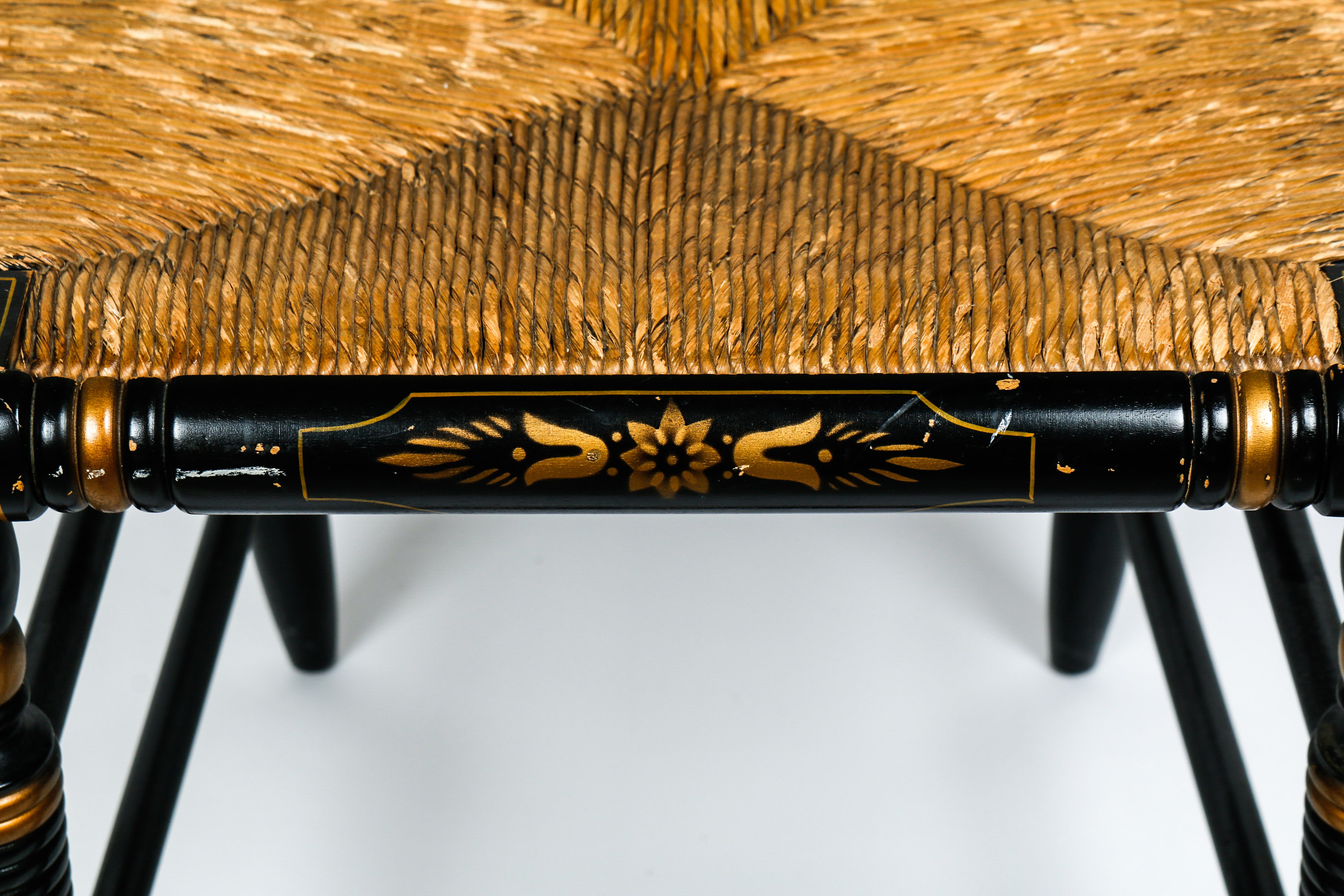 Vintage Rush Seat Ethan Allen Button Back Hitchcock Chair