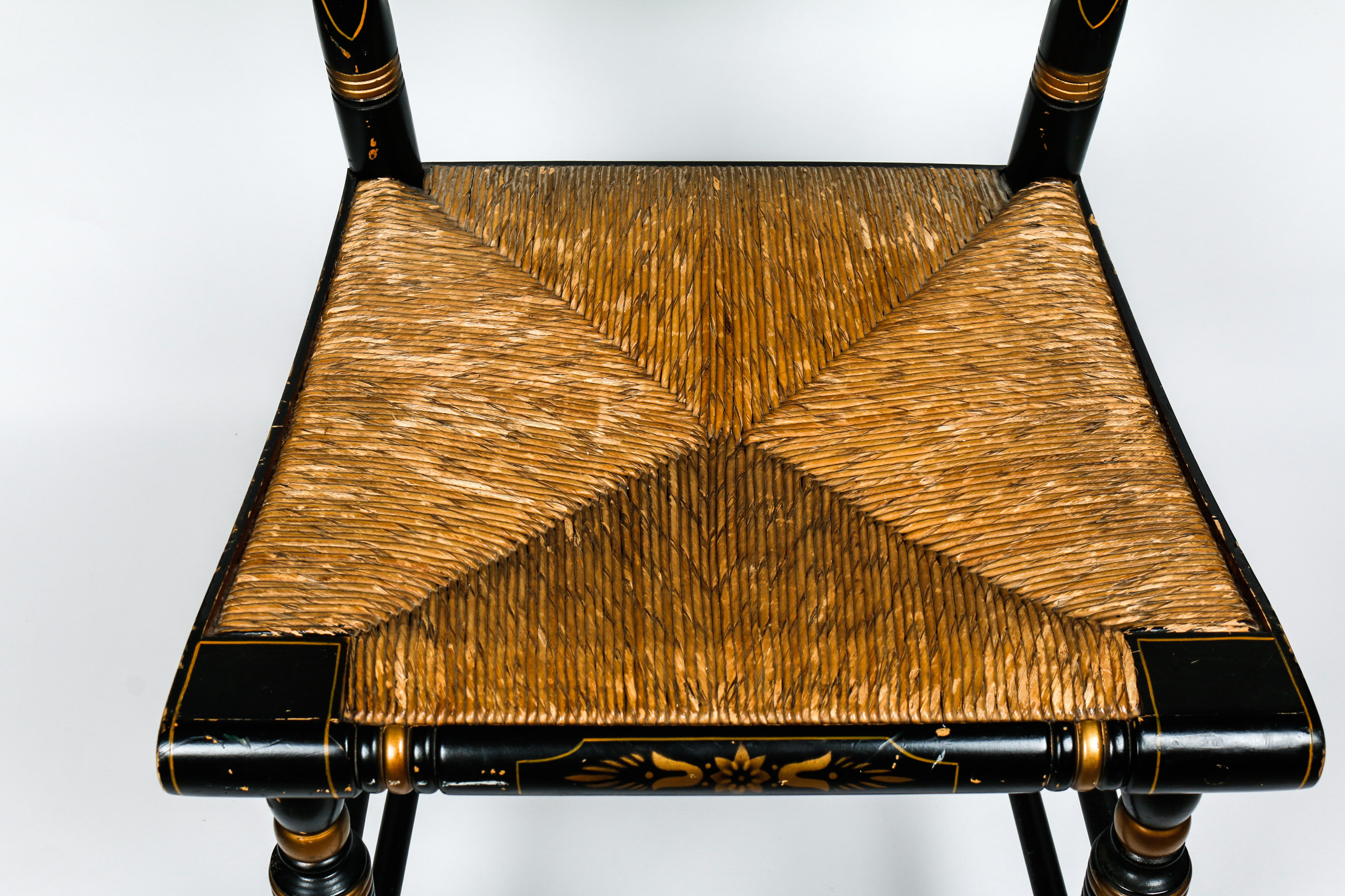 Vintage Rush Seat Ethan Allen Button Back Hitchcock Chair