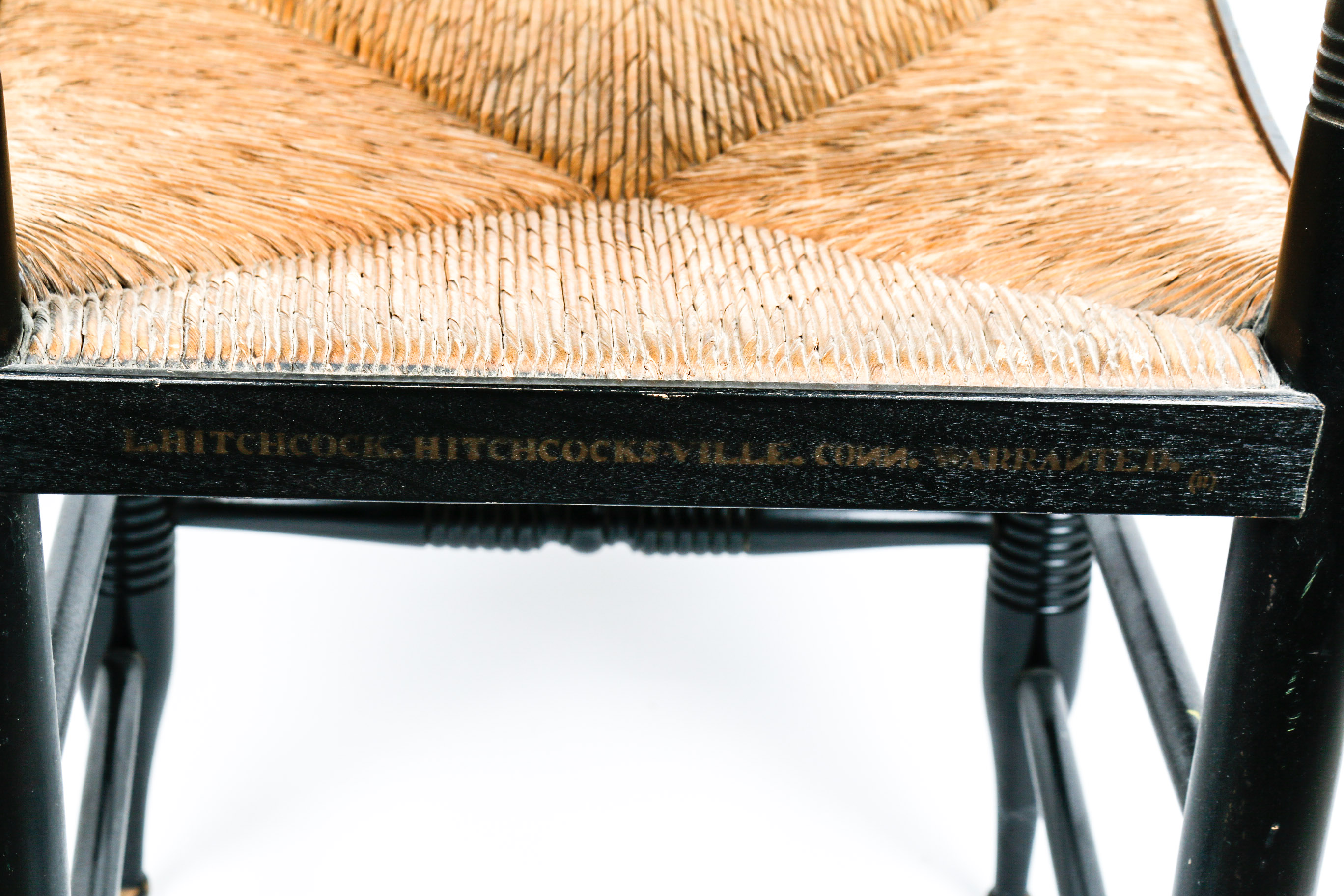 Vintage Rush Seat Ethan Allen Button Back Hitchcock Chair