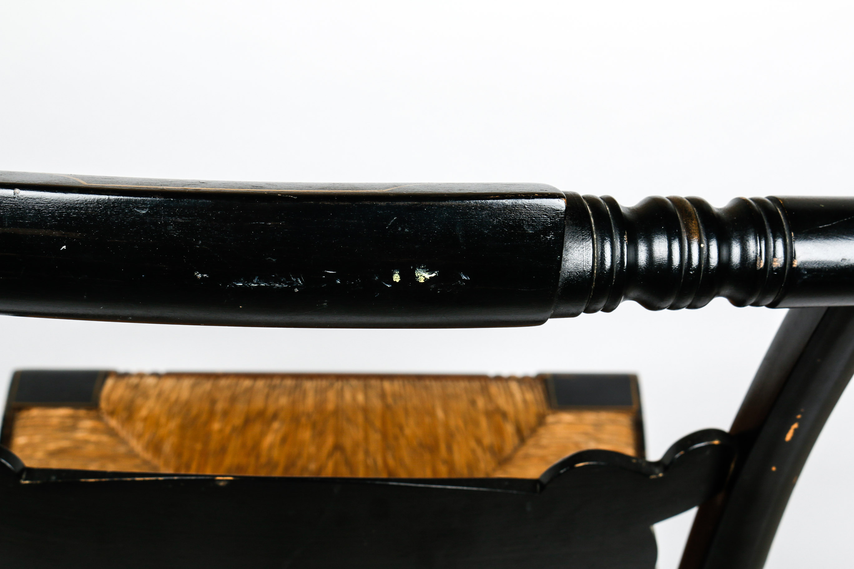 Vintage Rush Seat Ethan Allen Button Back Hitchcock Chair