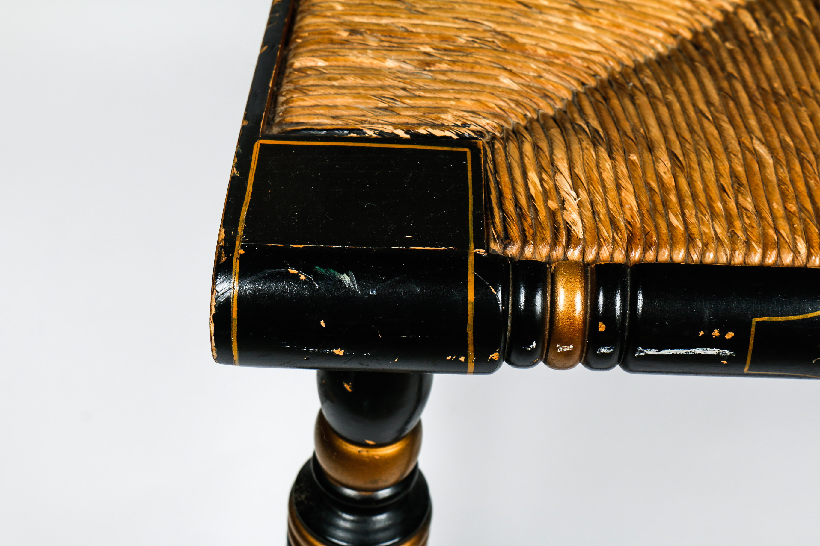 Vintage Rush Seat Ethan Allen Button Back Hitchcock Chair