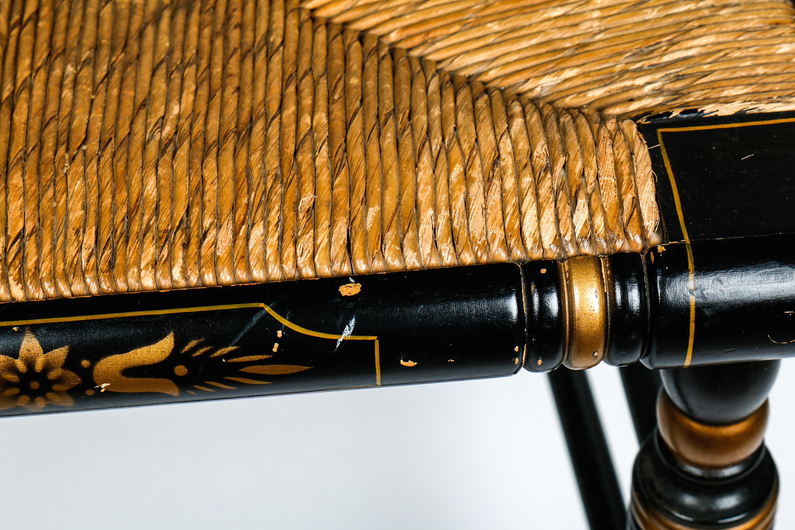 Vintage Rush Seat Ethan Allen Button Back Hitchcock Chair