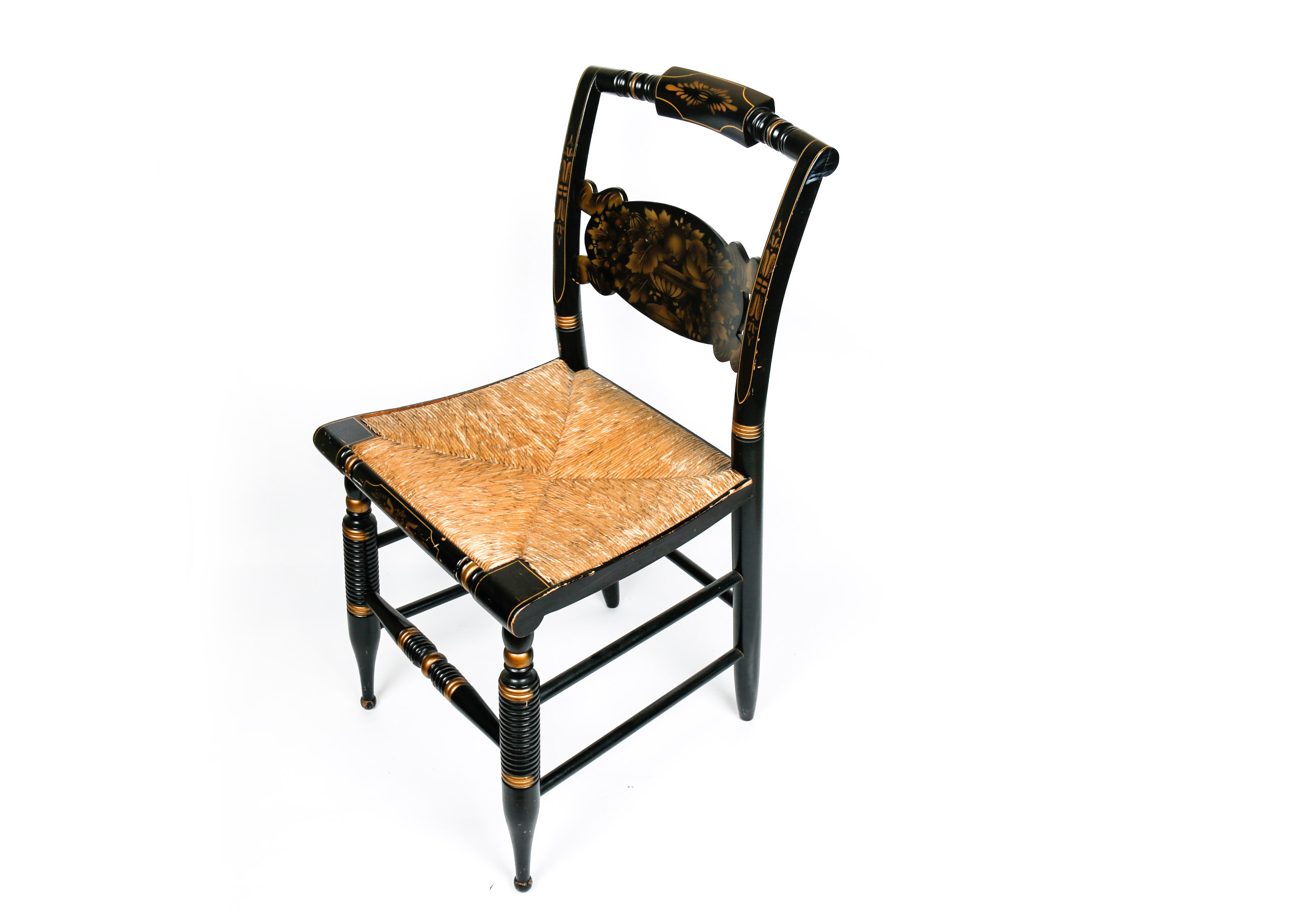 Vintage Rush Seat Ethan Allen Button Back Hitchcock Chair