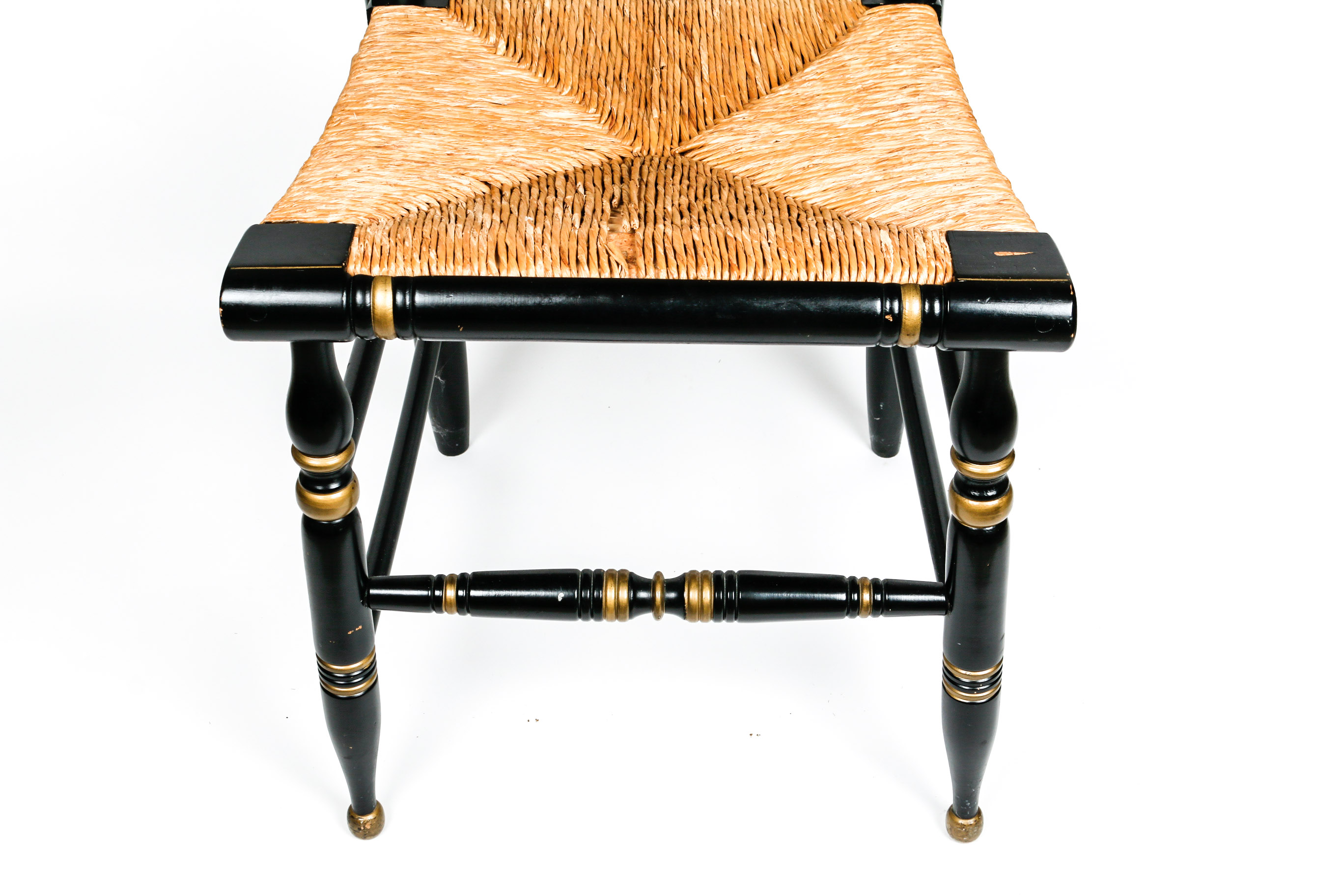 Vintage Rush Seat Ethan Allen Button Back Hitchcock Chair