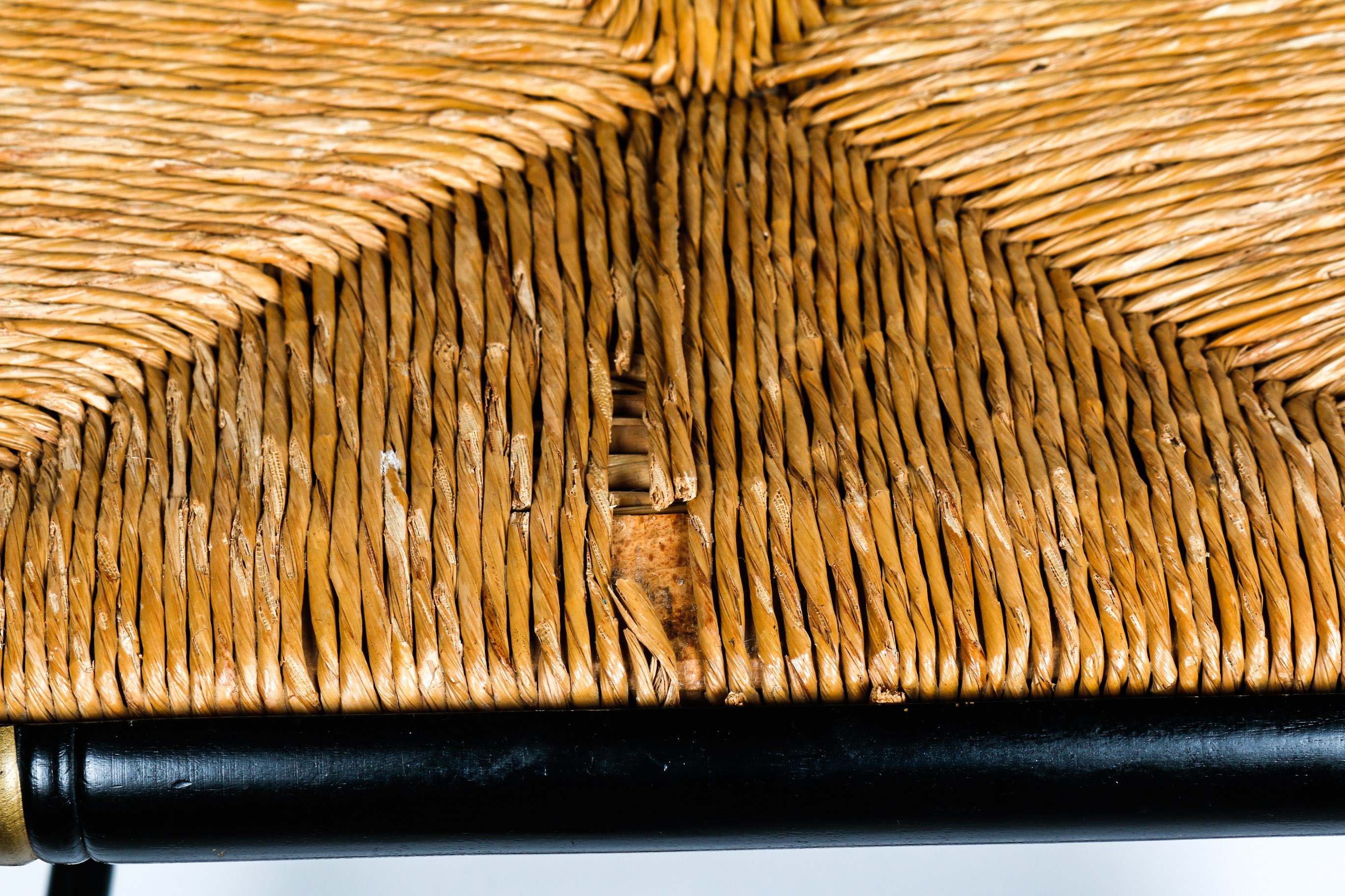 Vintage Rush Seat Ethan Allen Button Back Hitchcock Chair