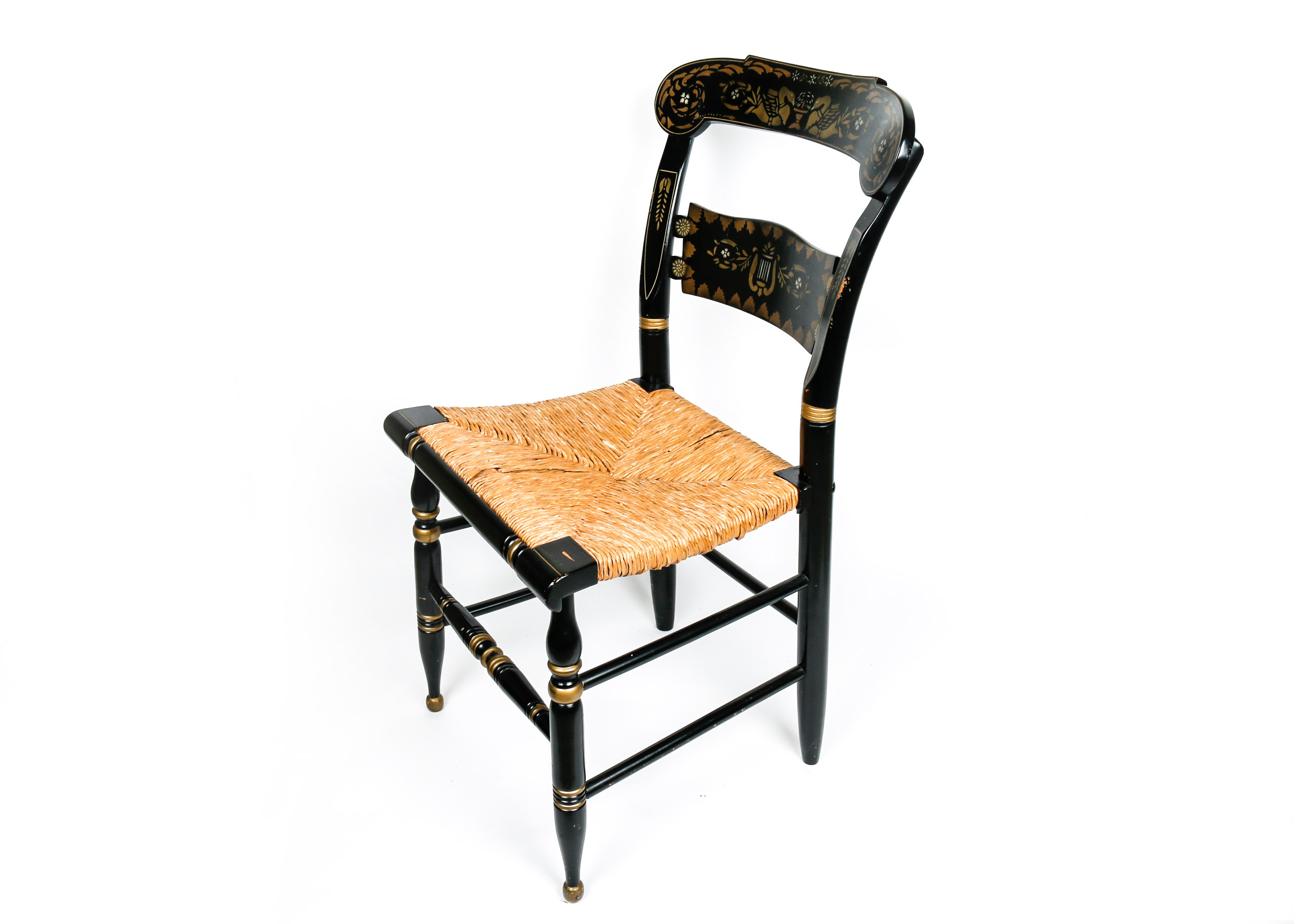 Vintage Rush Seat Ethan Allen Button Back Hitchcock Chair