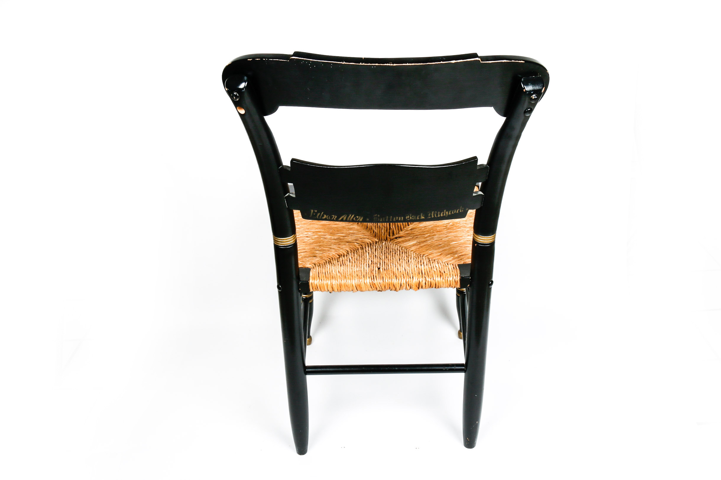 Vintage Rush Seat Ethan Allen Button Back Hitchcock Chair