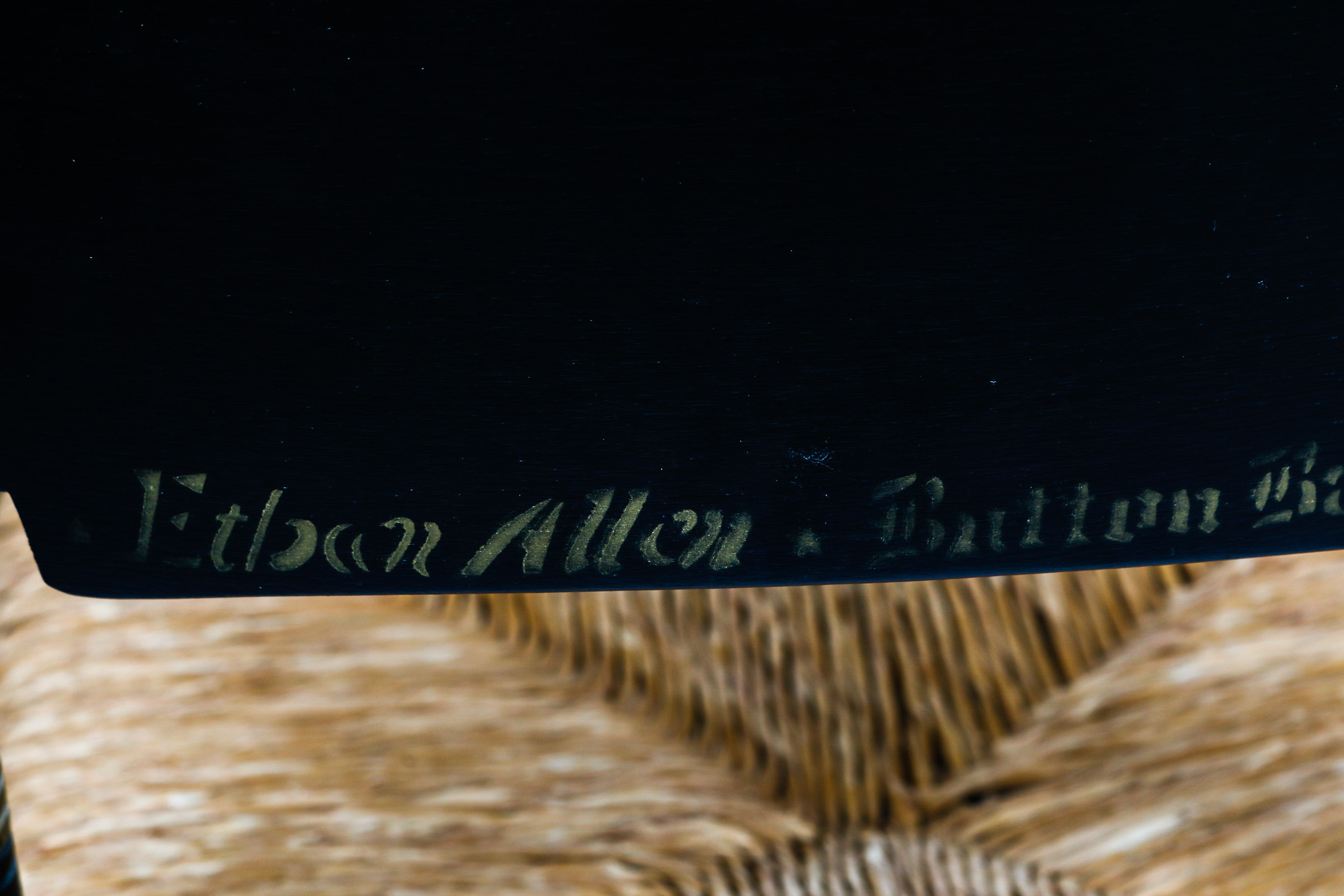 Vintage Rush Seat Ethan Allen Button Back Hitchcock Chair