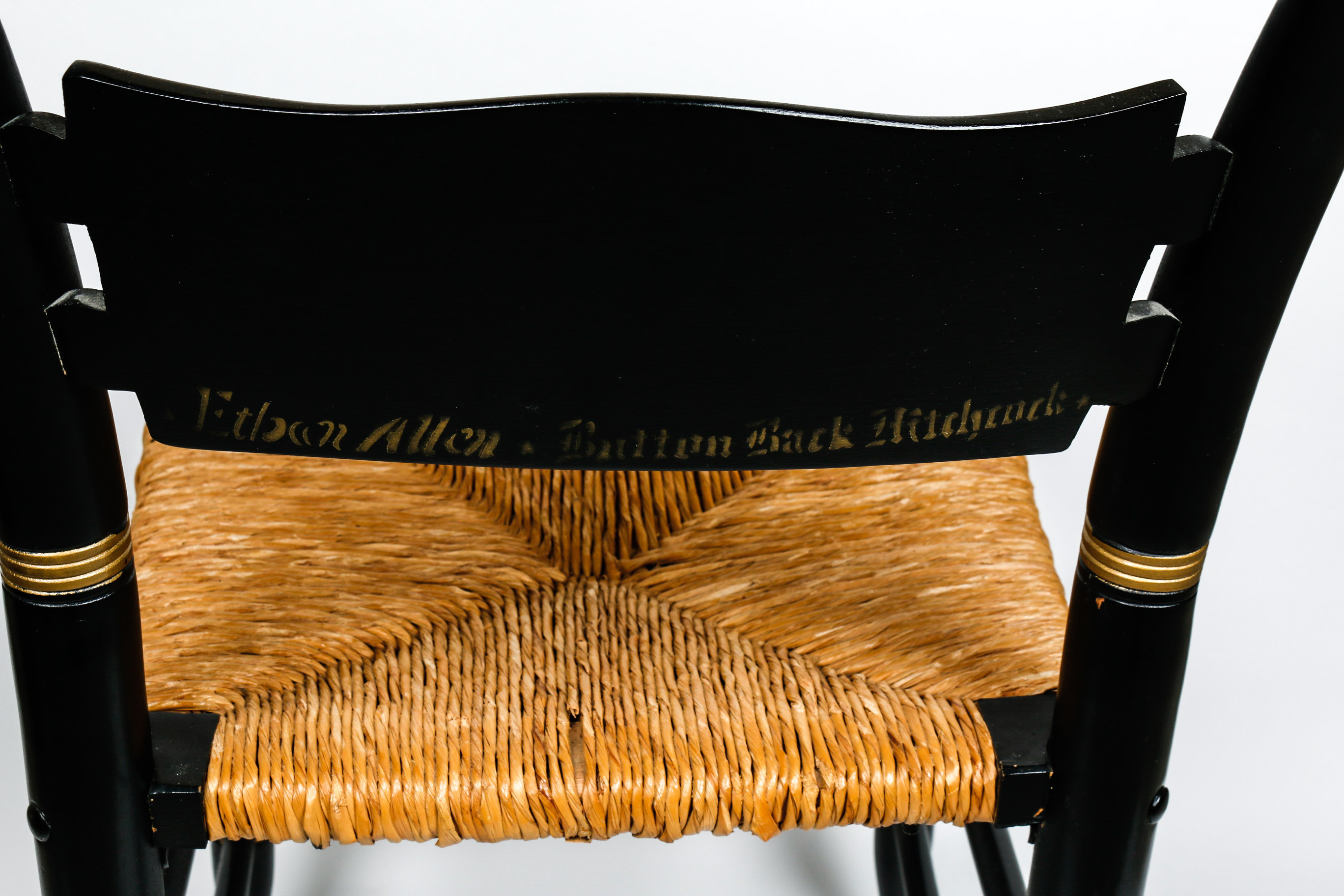 Vintage Rush Seat Ethan Allen Button Back Hitchcock Chair