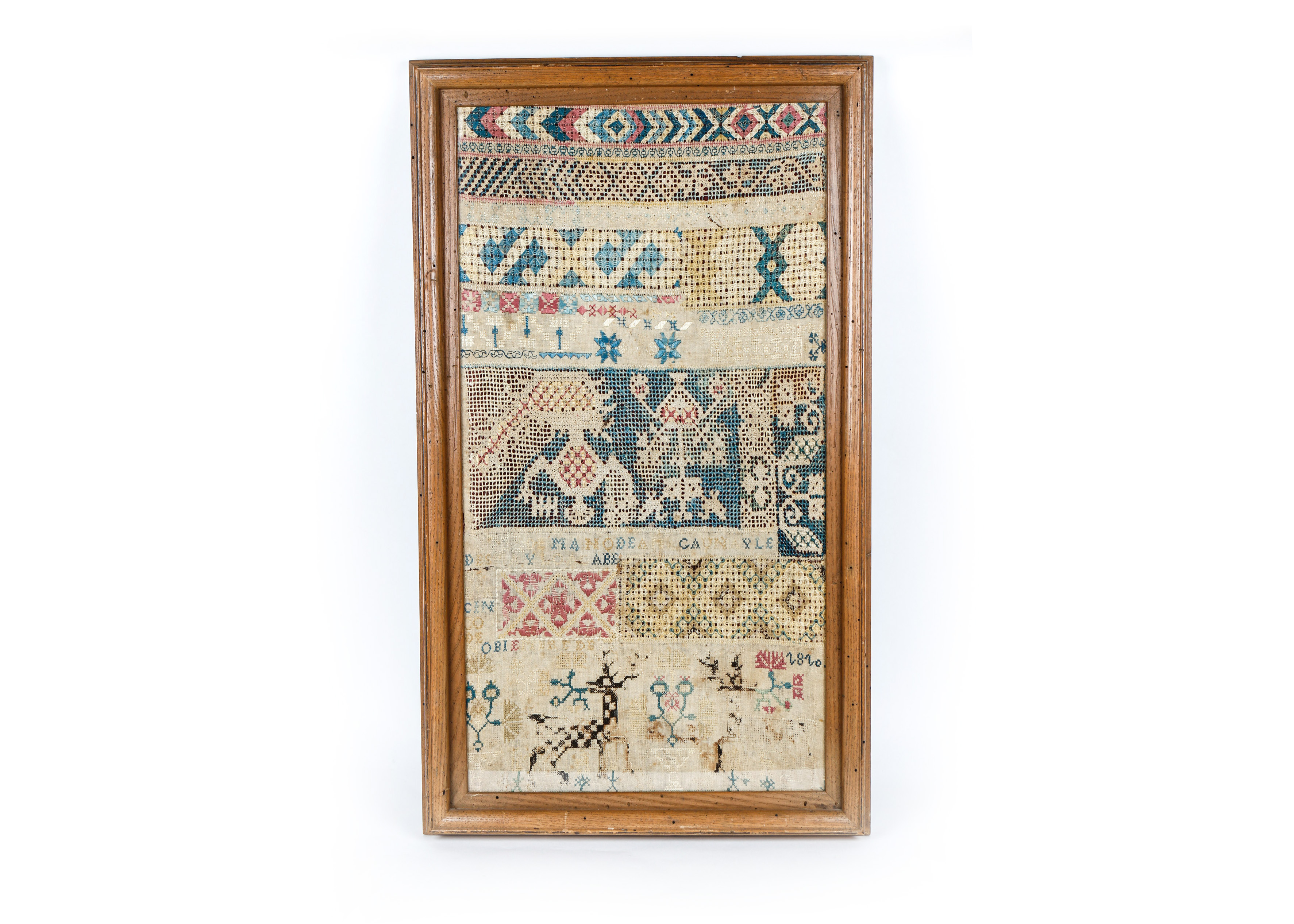 Antique Framed Spanish Sampler