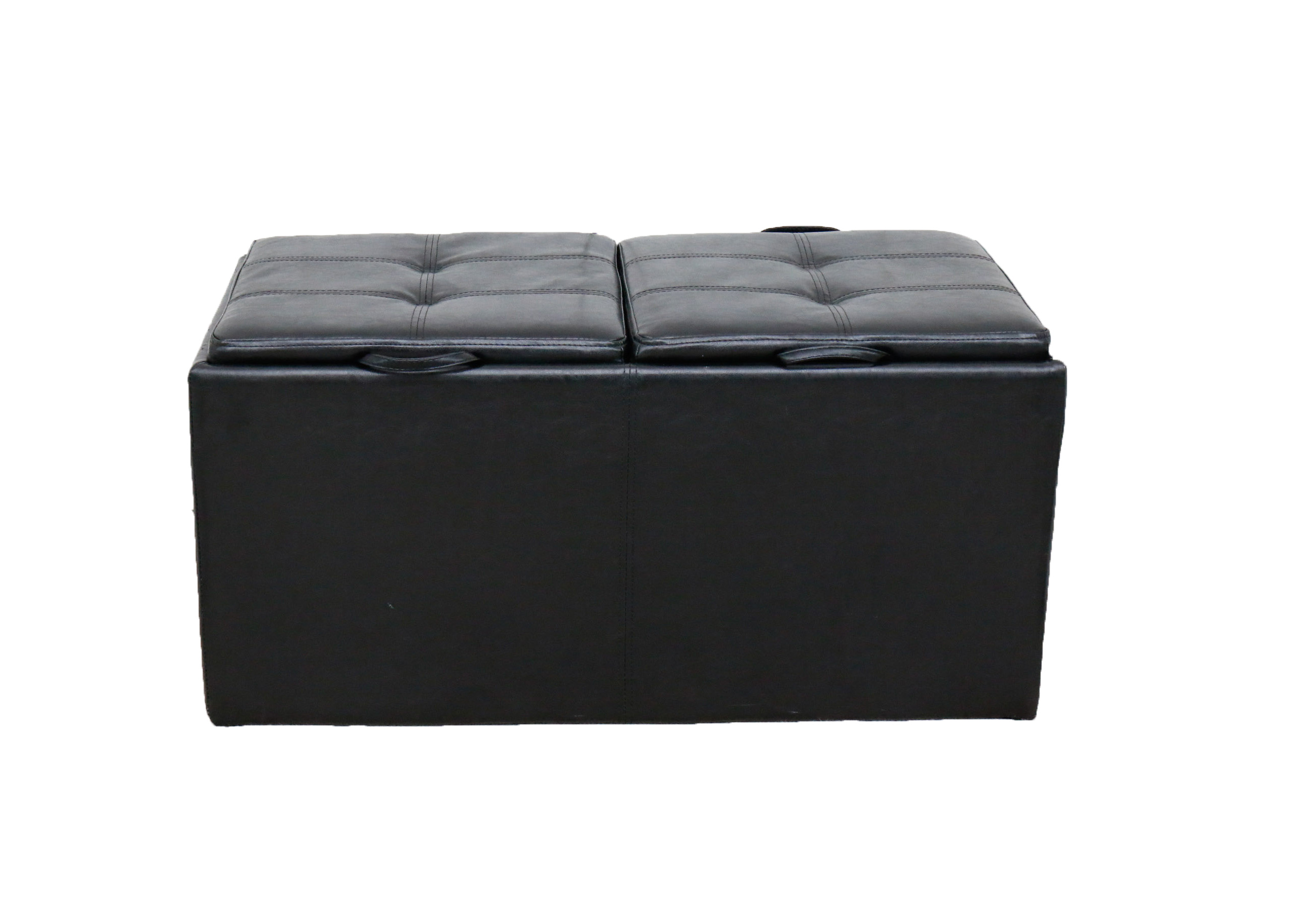 Black Vinyl Upholstered Storage Bench With Seating