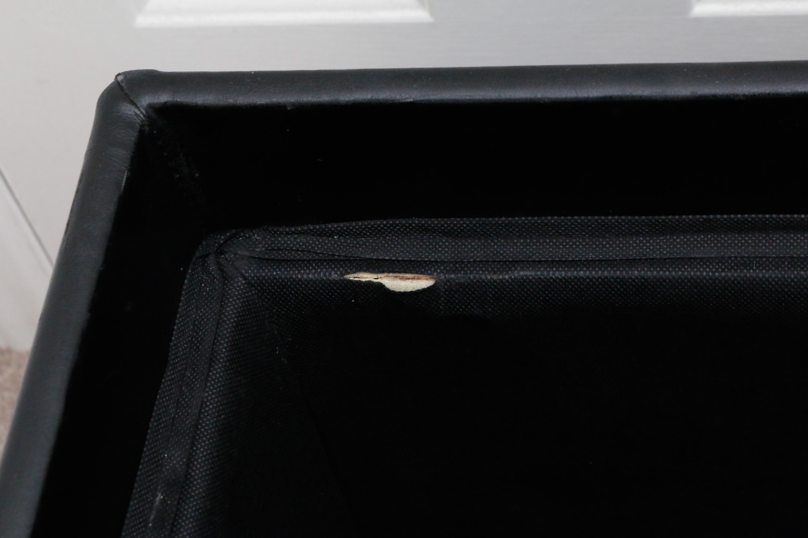 Black Vinyl Upholstered Storage Bench With Seating