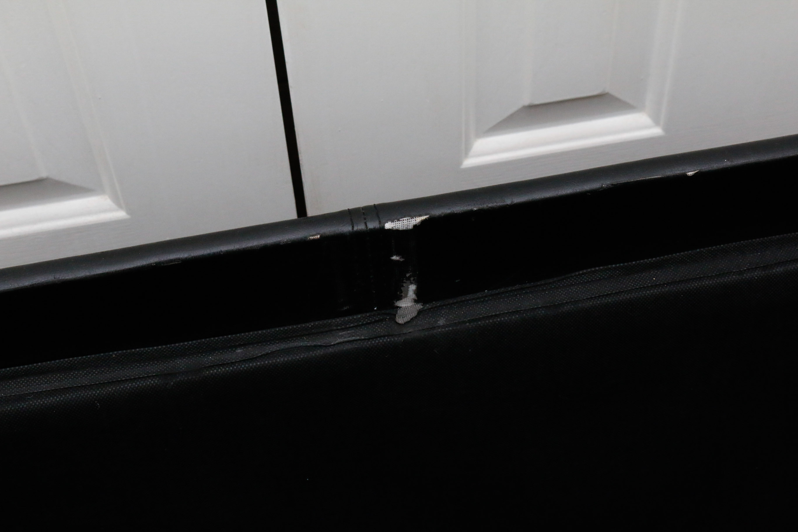 Black Vinyl Upholstered Storage Bench With Seating