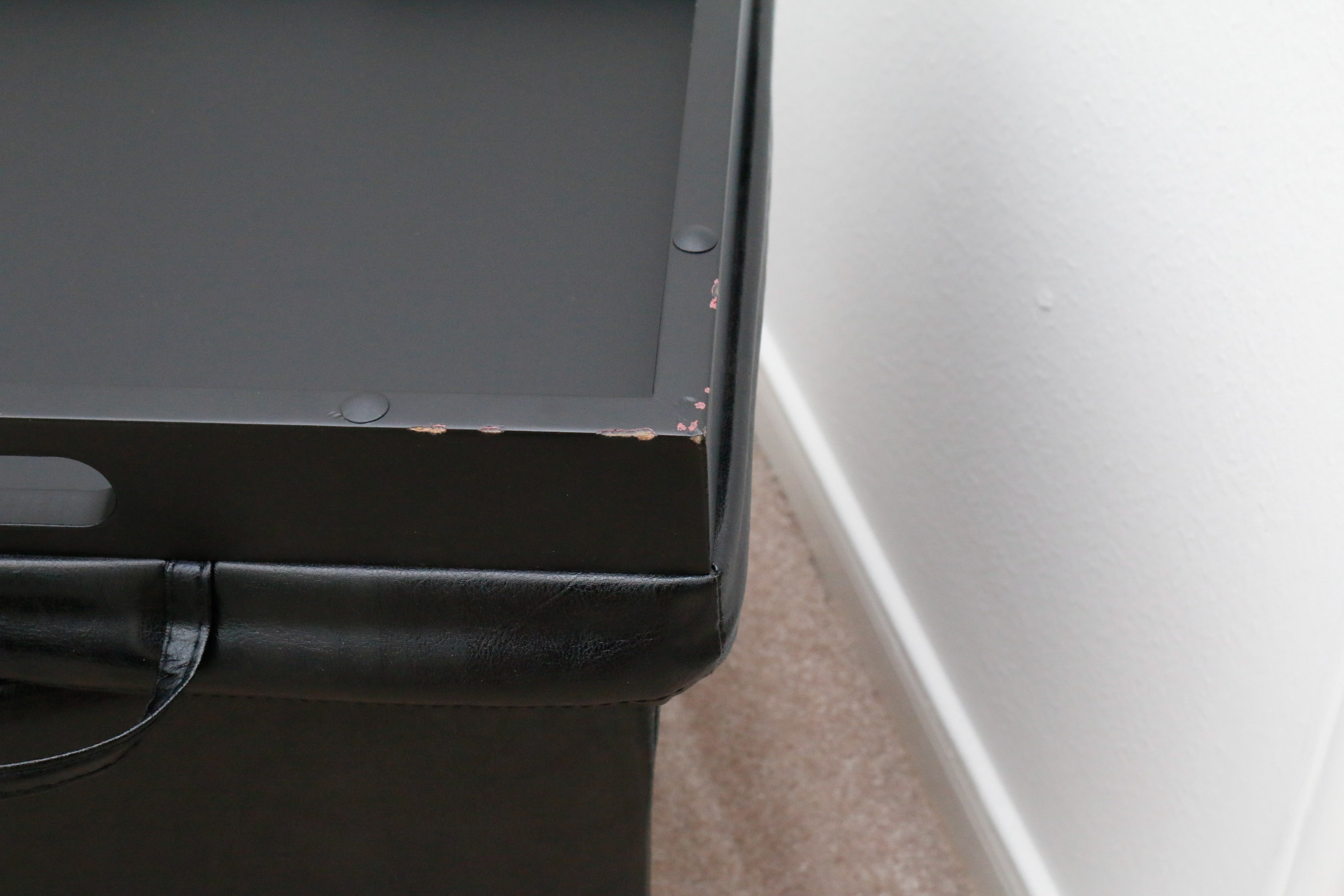 Black Vinyl Upholstered Storage Bench With Seating