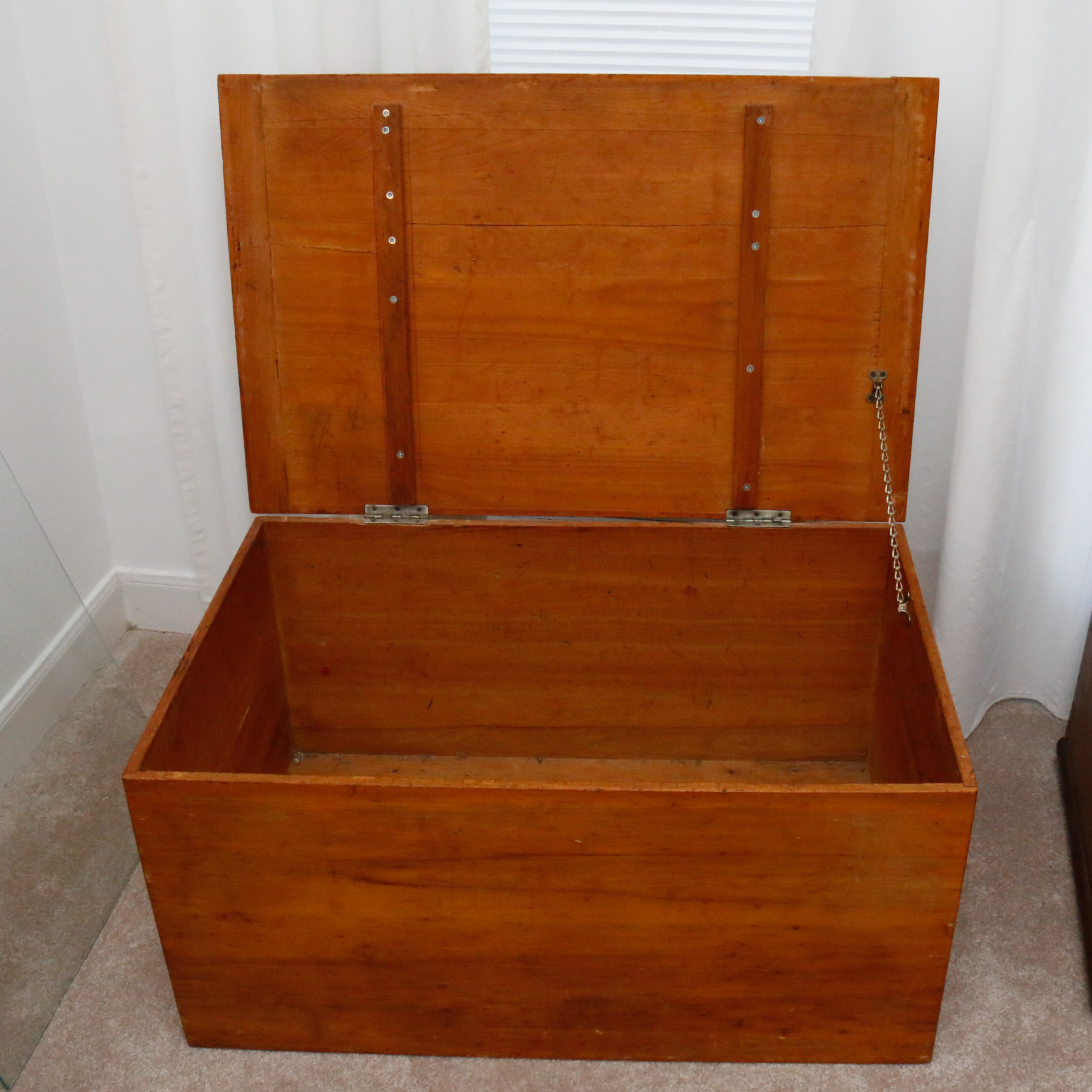 Vintage Hand Crafted Birch Wood Toy Chest