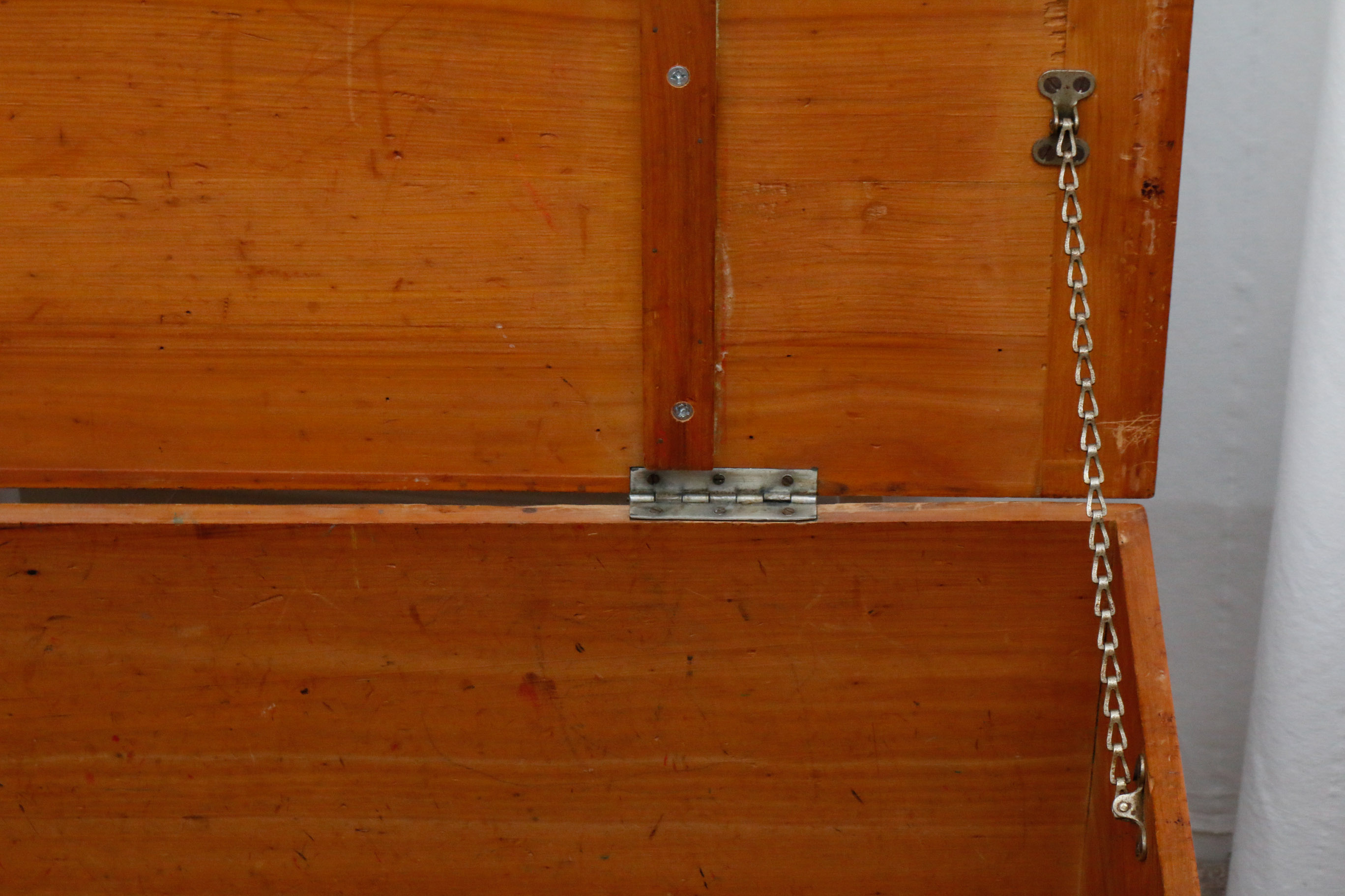 Vintage Hand Crafted Birch Wood Toy Chest