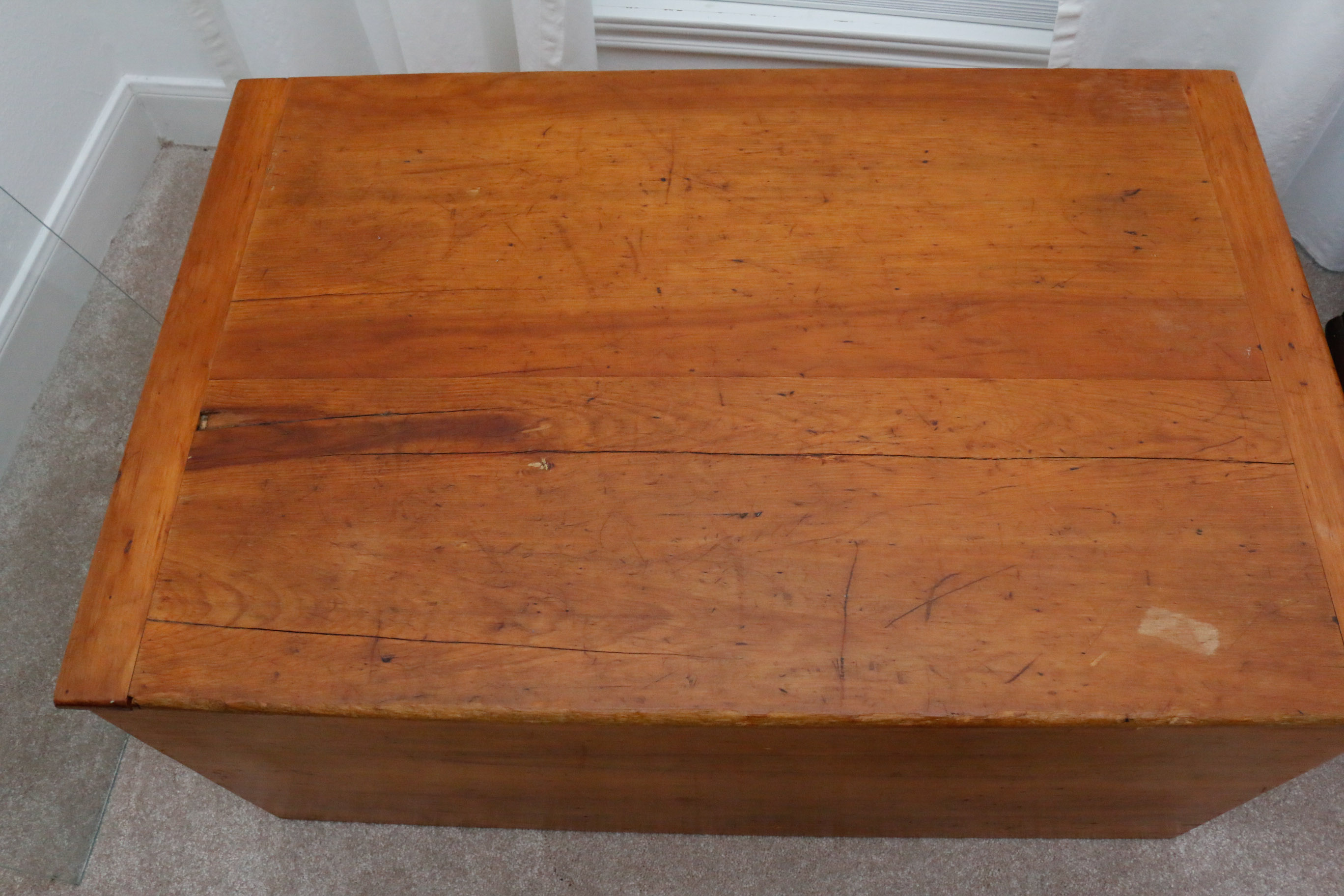 Vintage Hand Crafted Birch Wood Toy Chest