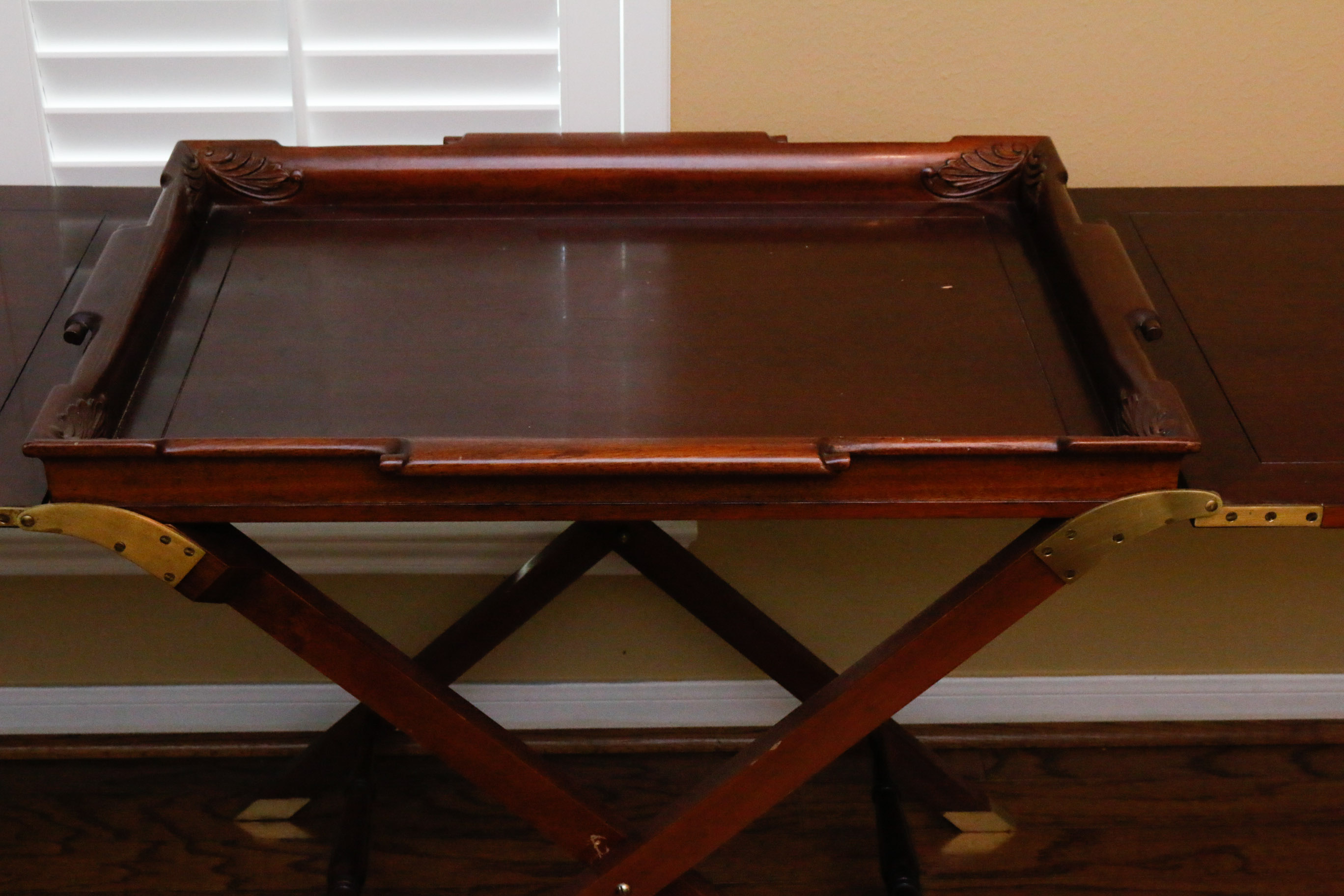 Georgian Furnishing Co. Mahogany Folding Serving Table and Tray