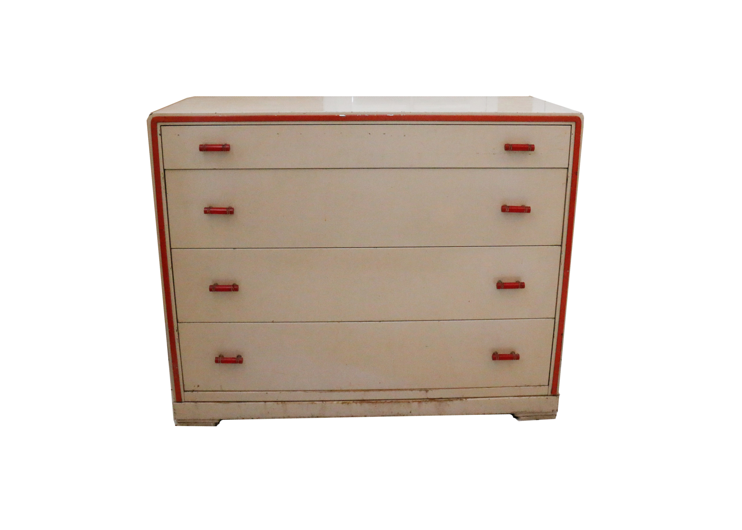 Norman Bel Geddes For Simmons Enameled Steel Chest with Bakelite Pulls