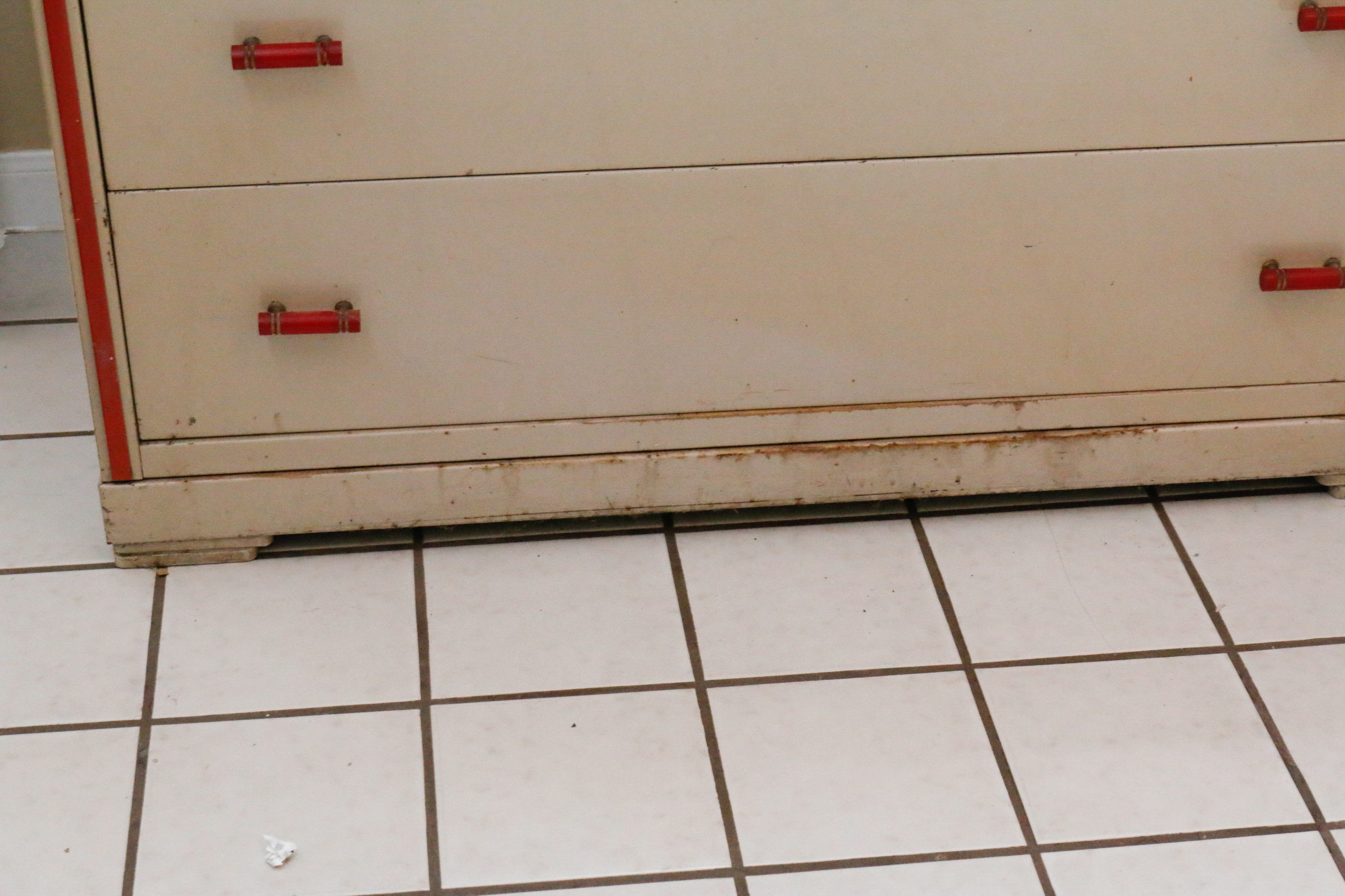 Norman Bel Geddes For Simmons Enameled Steel Chest with Bakelite Pulls