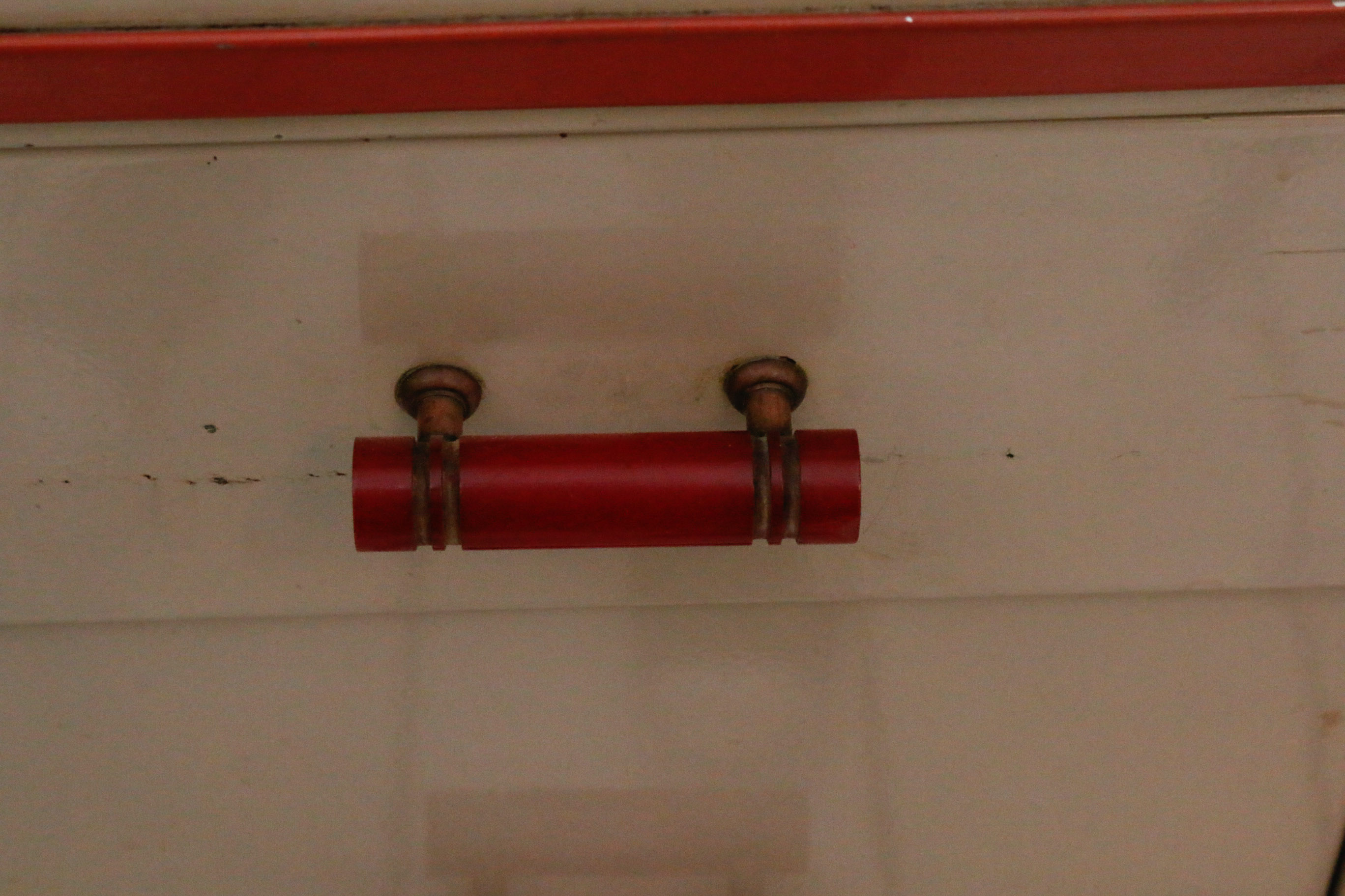 Norman Bel Geddes For Simmons Enameled Steel Chest with Bakelite Pulls