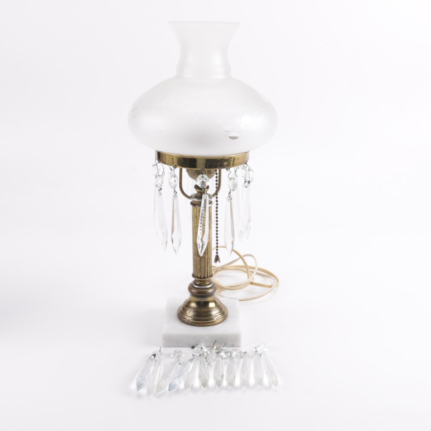 Converted Oil Lamp With Pendants