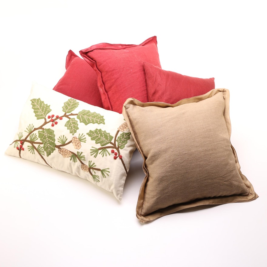 Five Decorative Feather Pillows