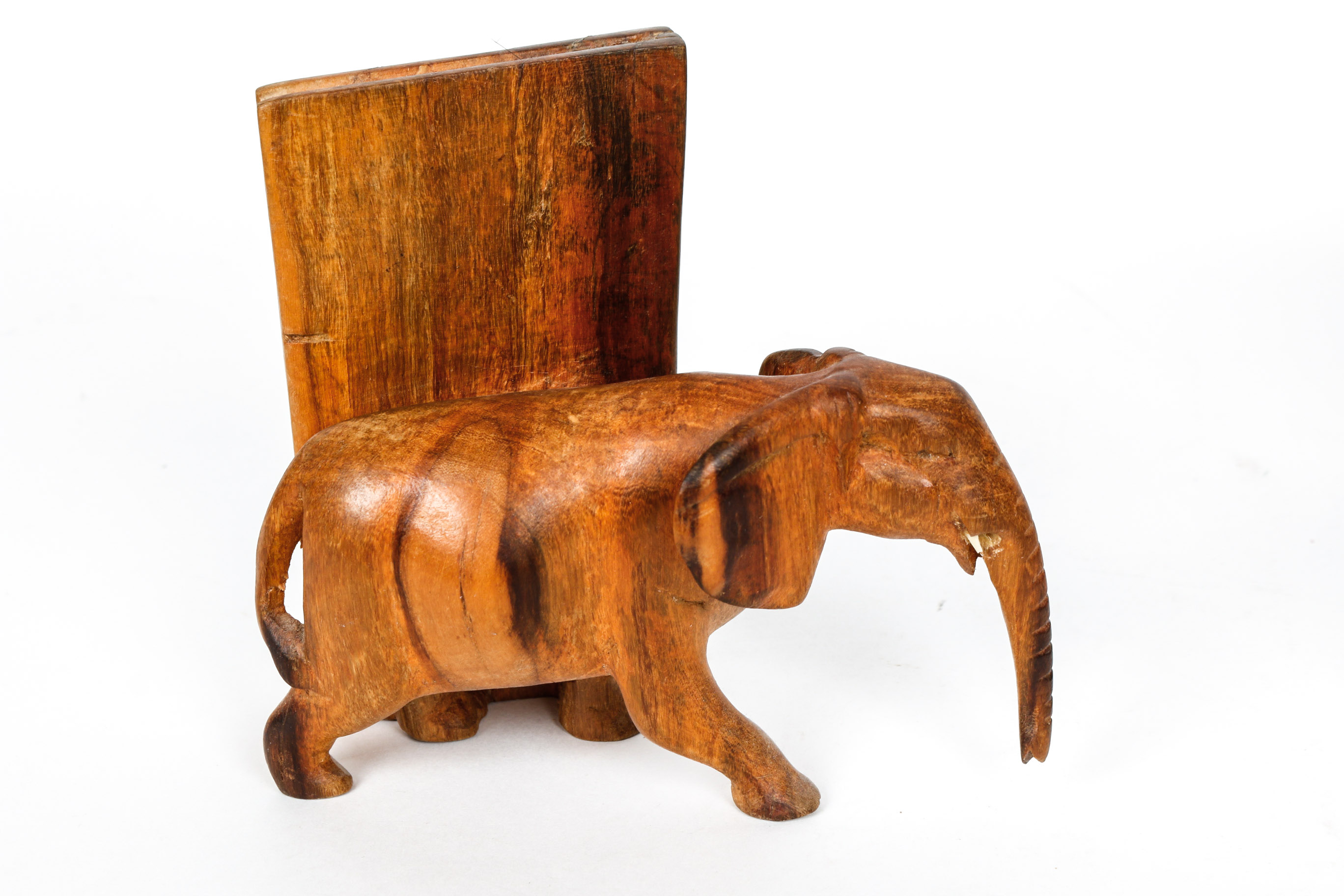 Pair of Wooden Elephant Bookends