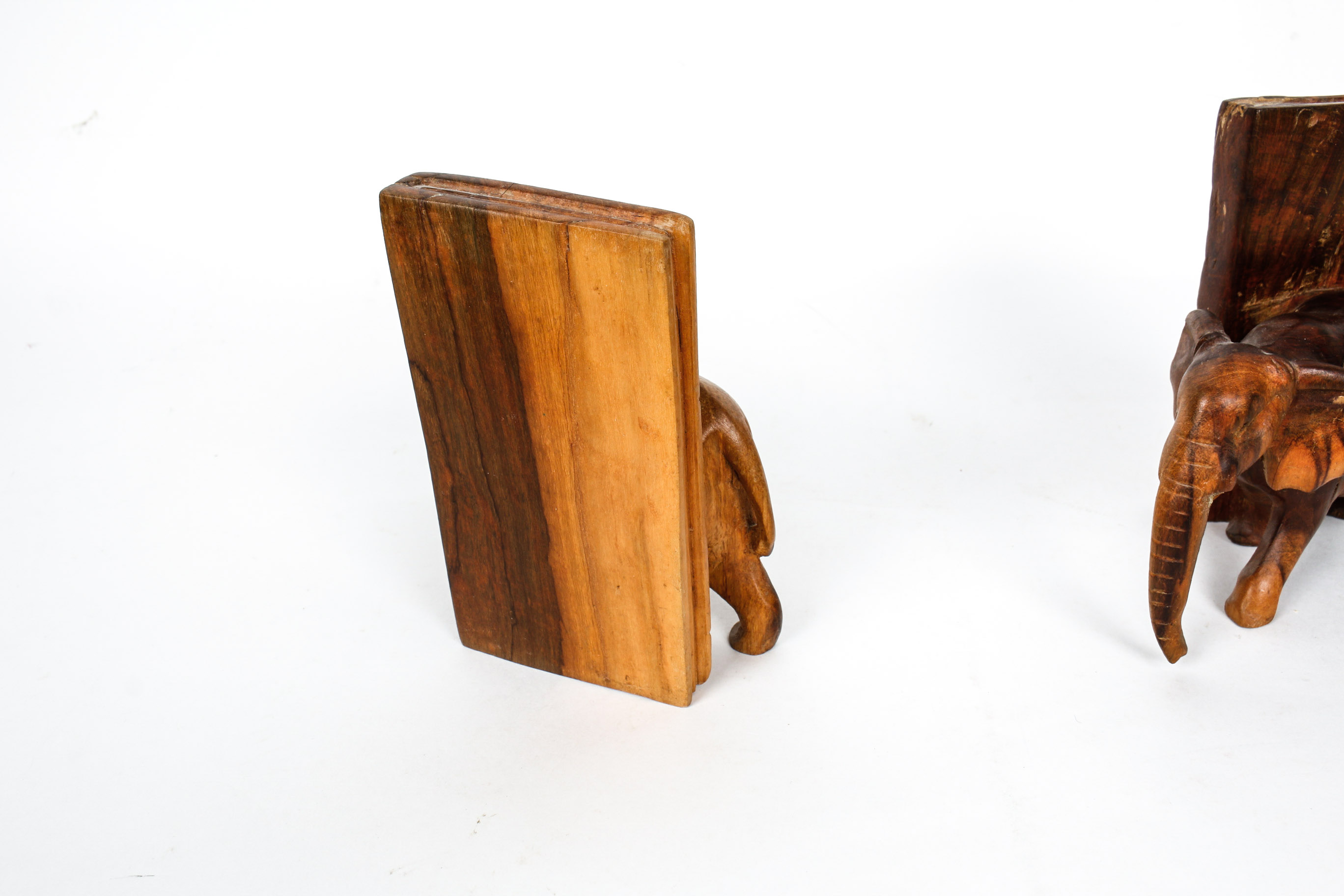 Pair of Wooden Elephant Bookends