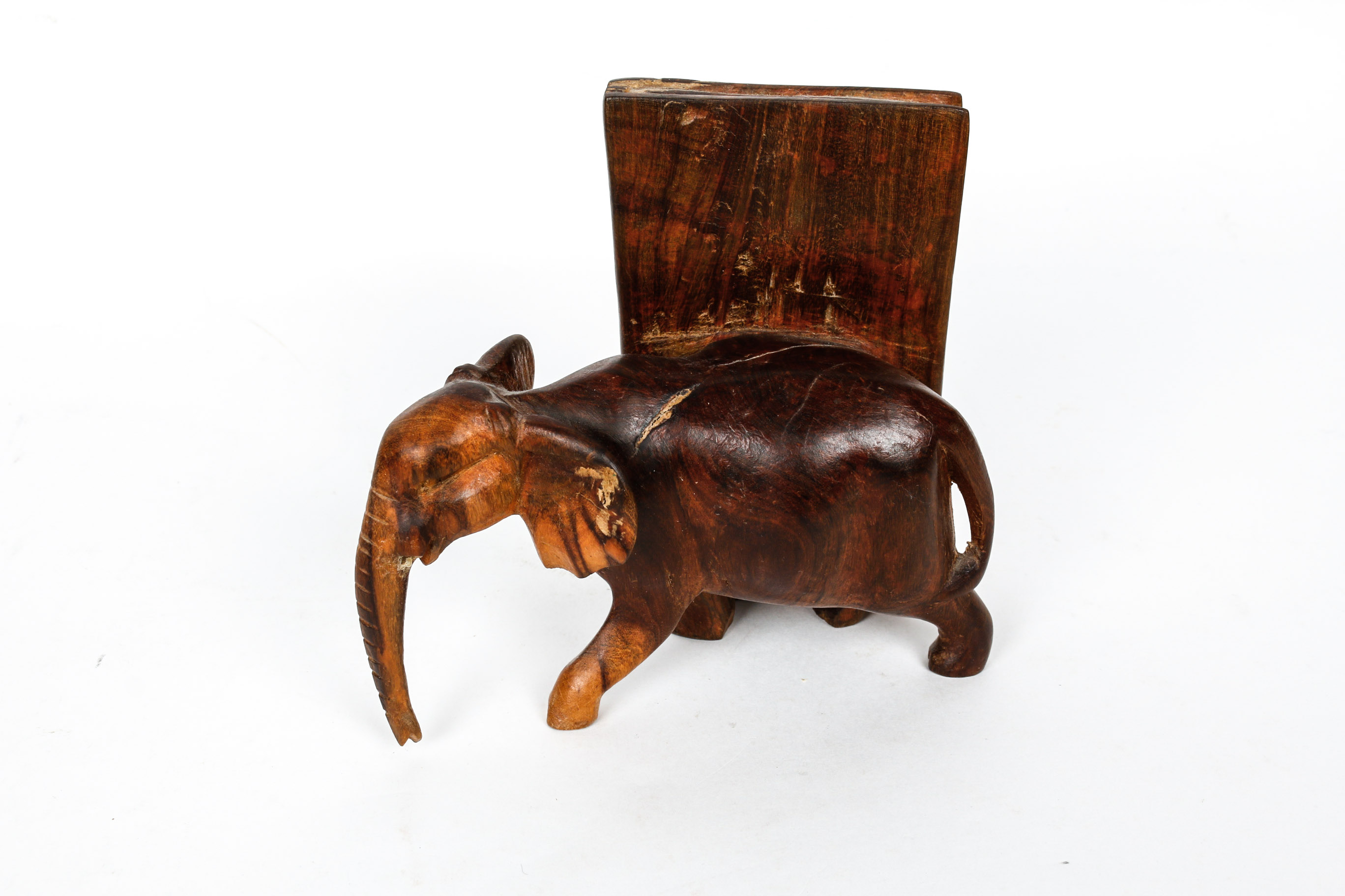 Pair of Wooden Elephant Bookends