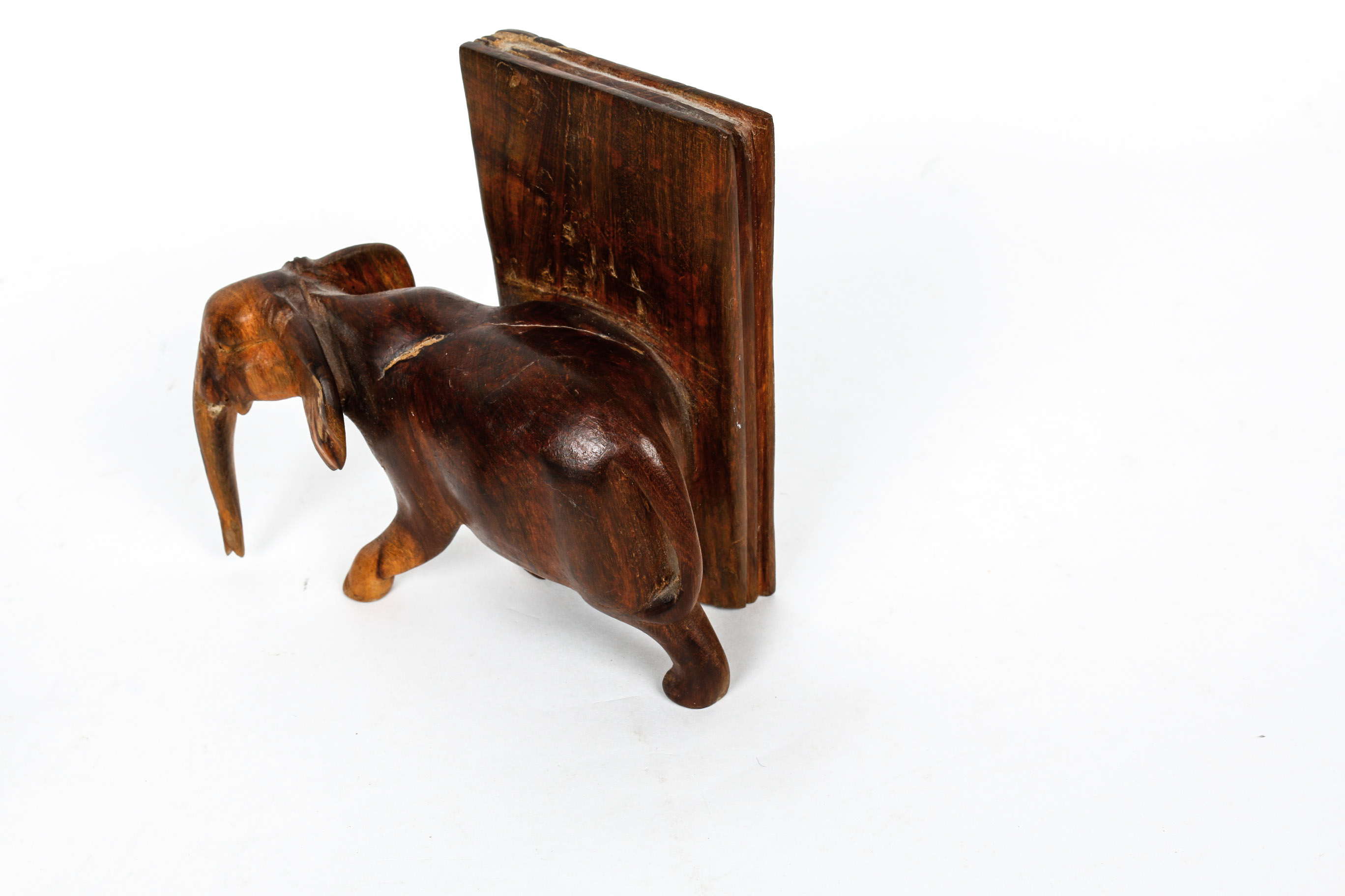 Pair of Wooden Elephant Bookends
