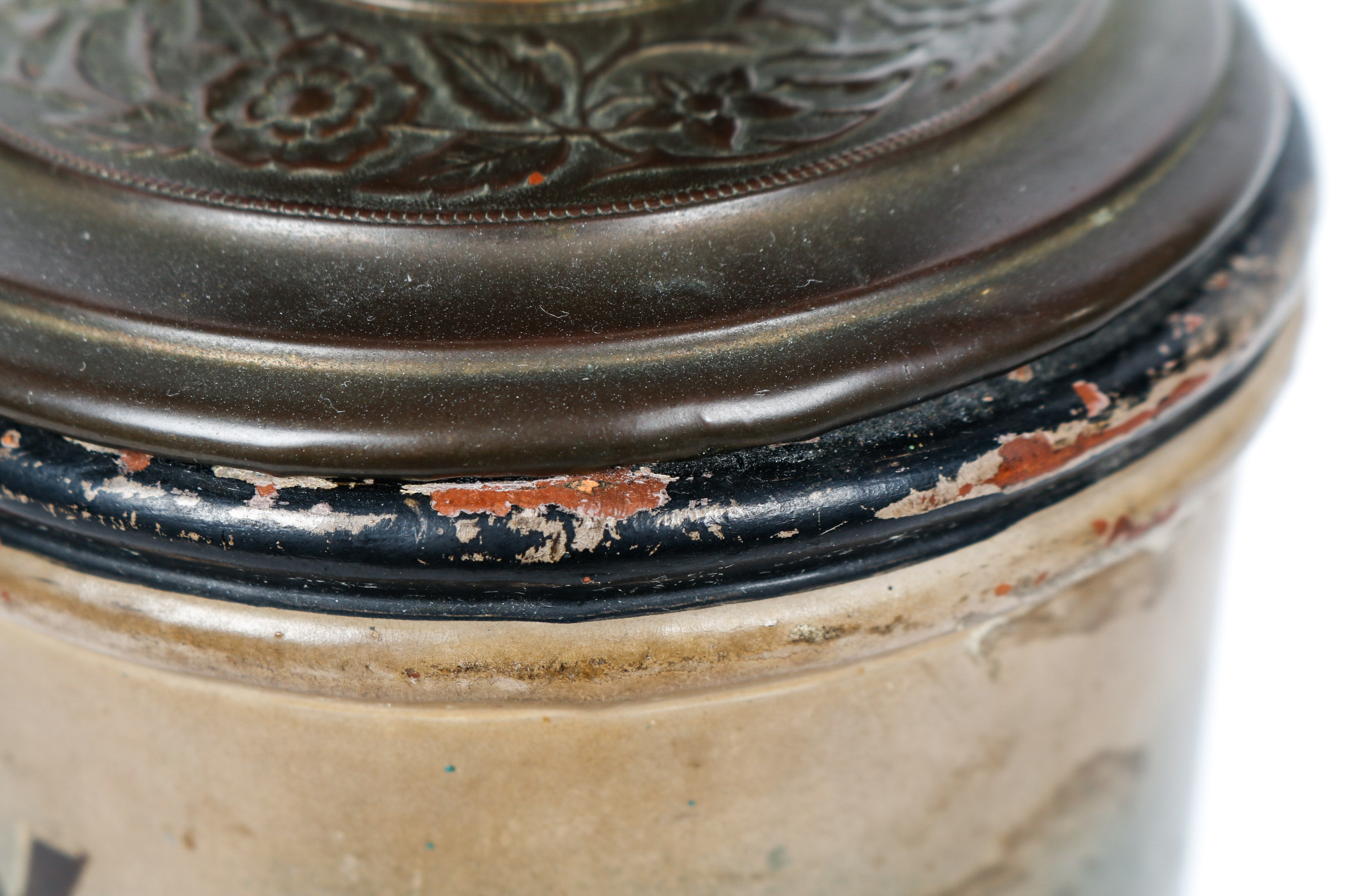 Vintage Metal Oil Lamp with Hand Painted Dutch Scenes