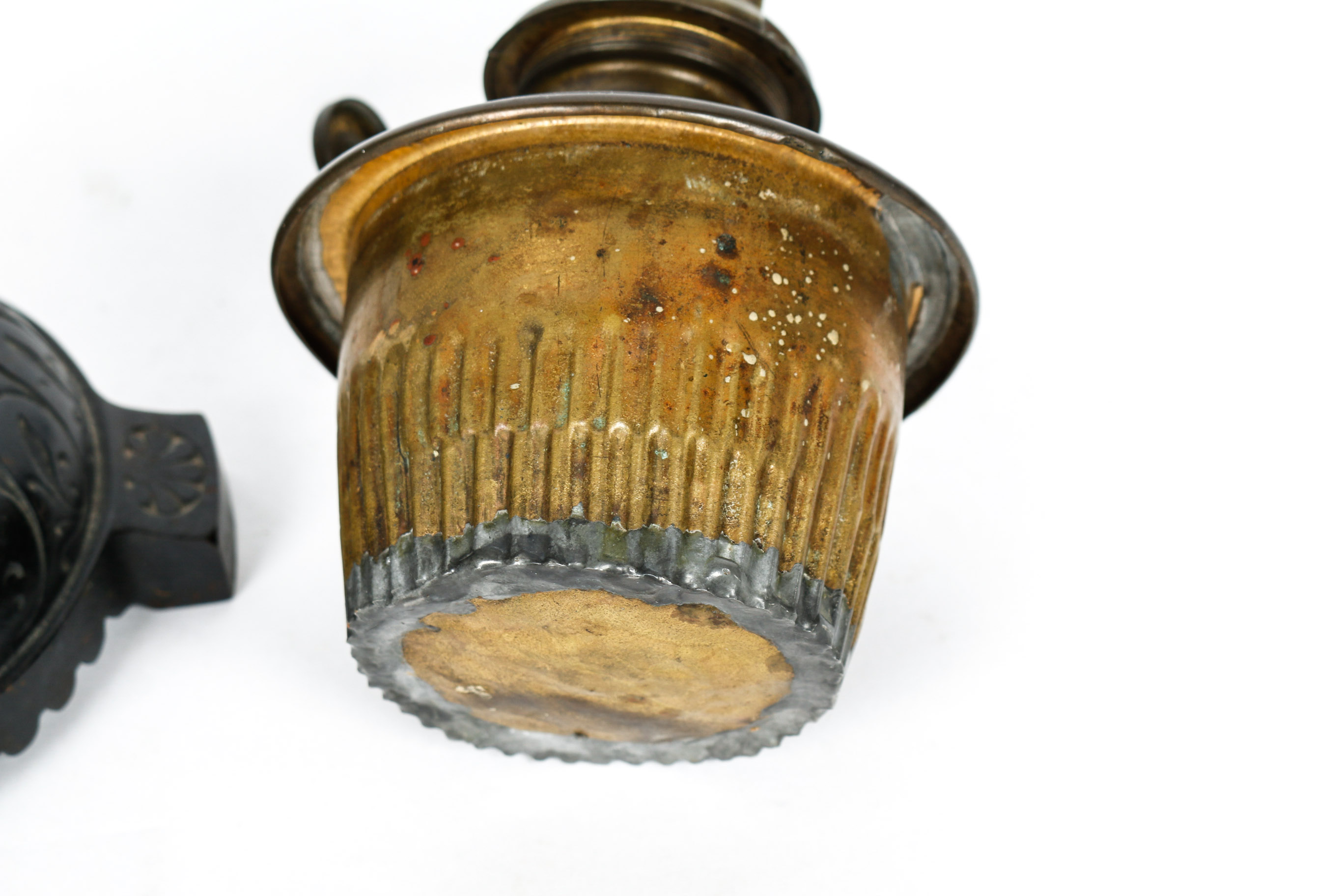 Vintage Metal Oil Lamp with Hand Painted Dutch Scenes