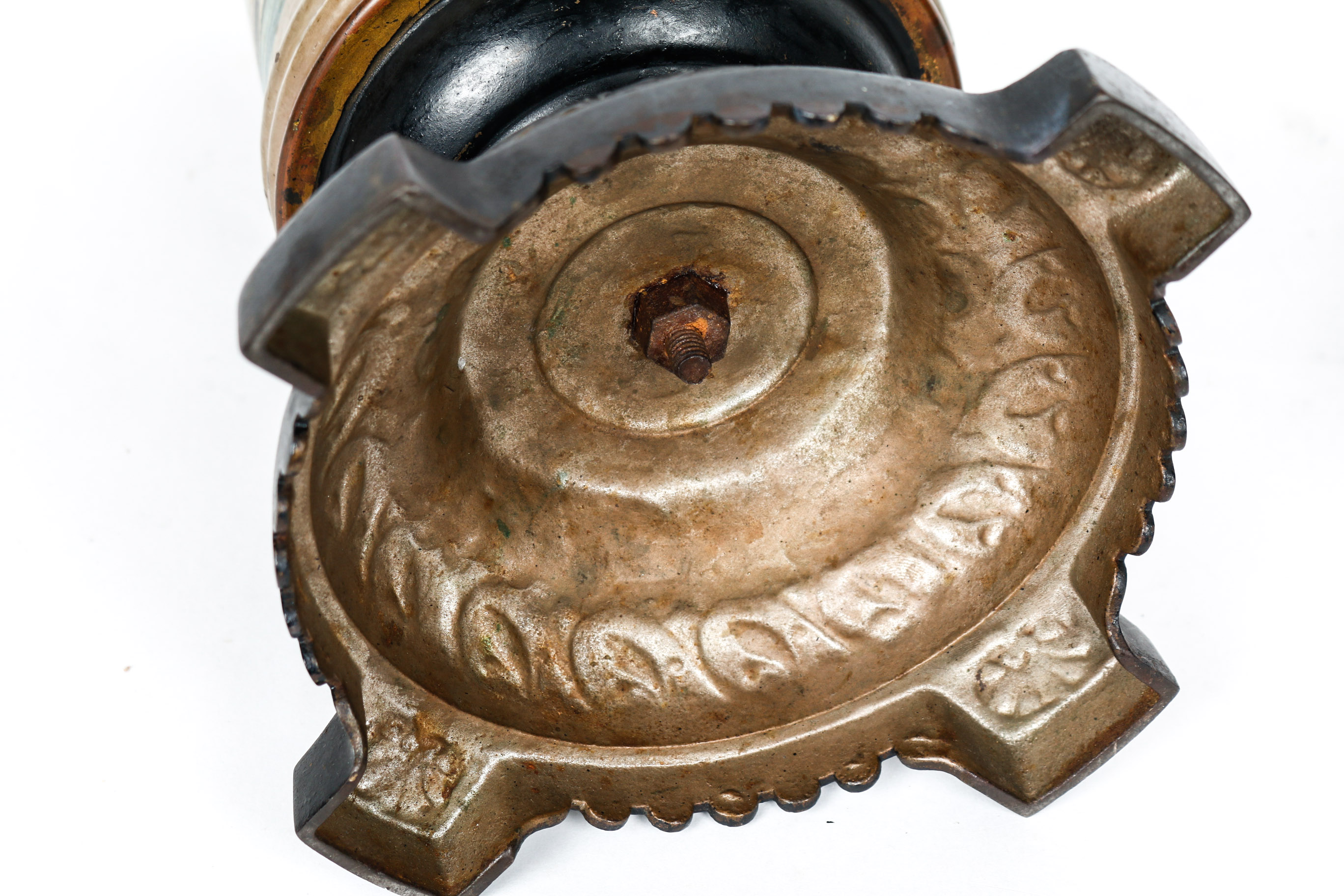 Vintage Metal Oil Lamp with Hand Painted Dutch Scenes