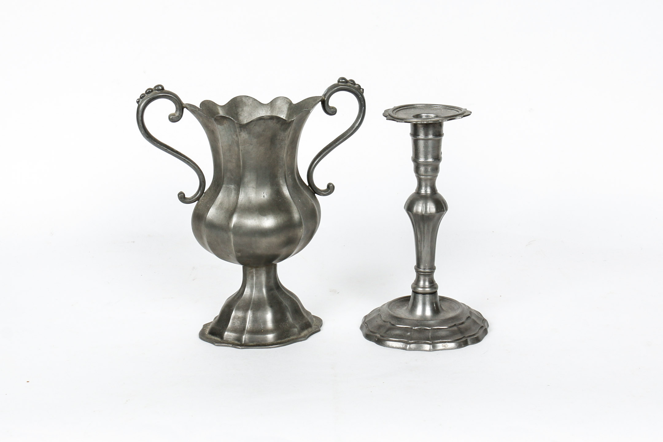 Pewter Candle Holder and Vase